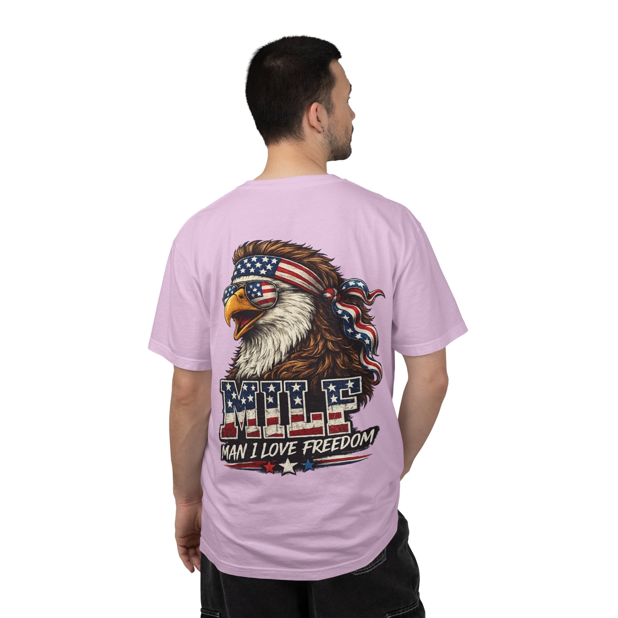 T-Shirt — 'MILE Man I Love Freedom' Patriotic Eagle Graphic