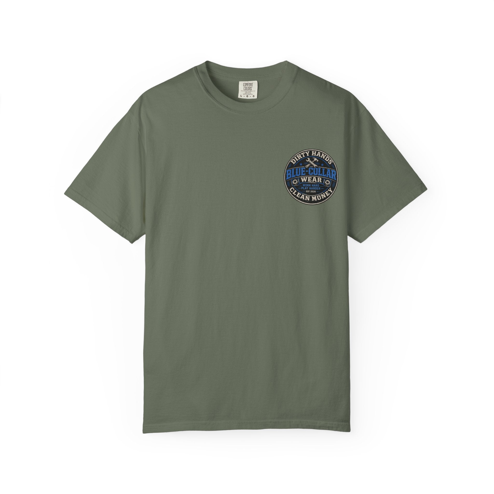 Blue-Collar T-Shirt — "Dirty Hands, Clean Money" Workwear Graphic Tee