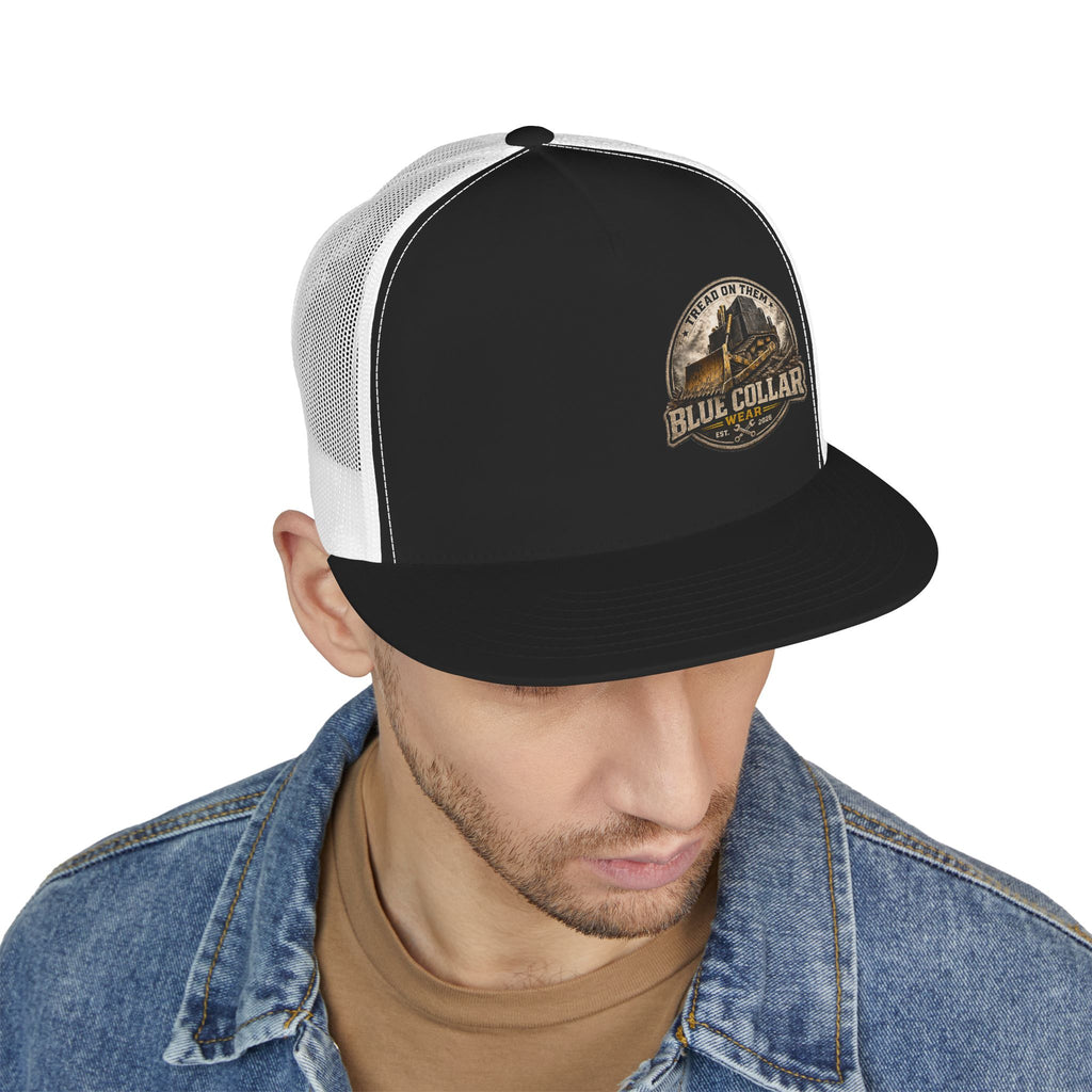 Blue Collar Workwear Trucker Cap — Lead On Team Vintage Construction Logo