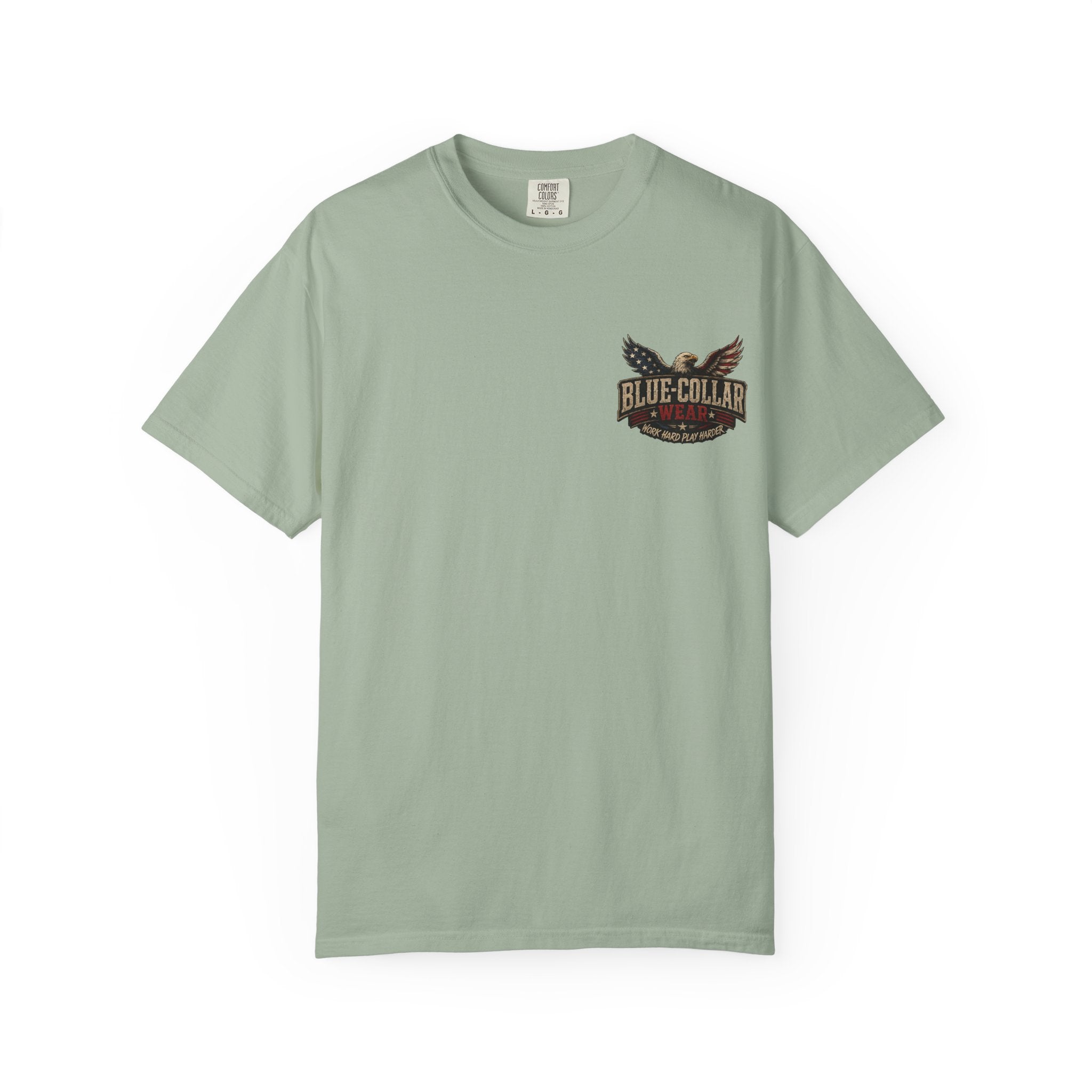 Merica Bigfoot Flag T-Shirt — 'Blue Collar' Patriotic Graphic Tee