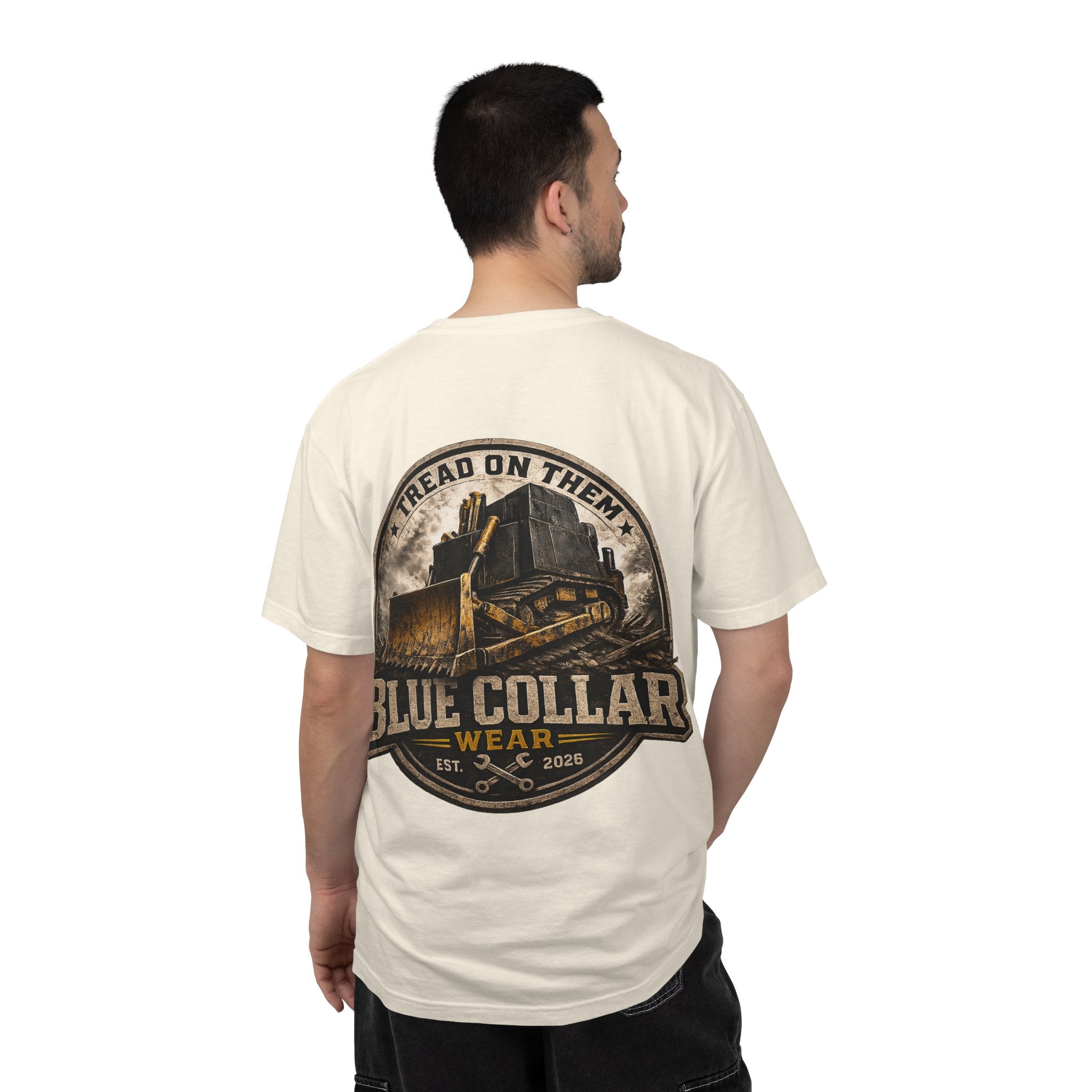 Blue Collar T-Shirt — "Tread On Them" Bulldozer Workwear Tee