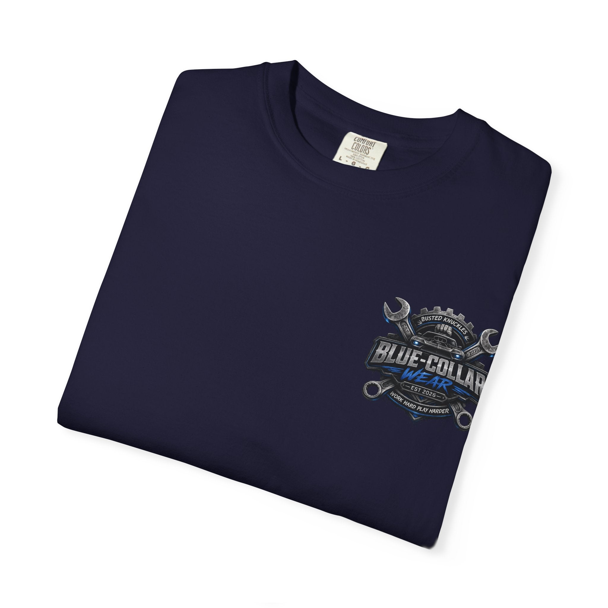 Blue-Collar Wear T-Shirt Mechanic — Busted Knuckles Mechanics Graphic Tee