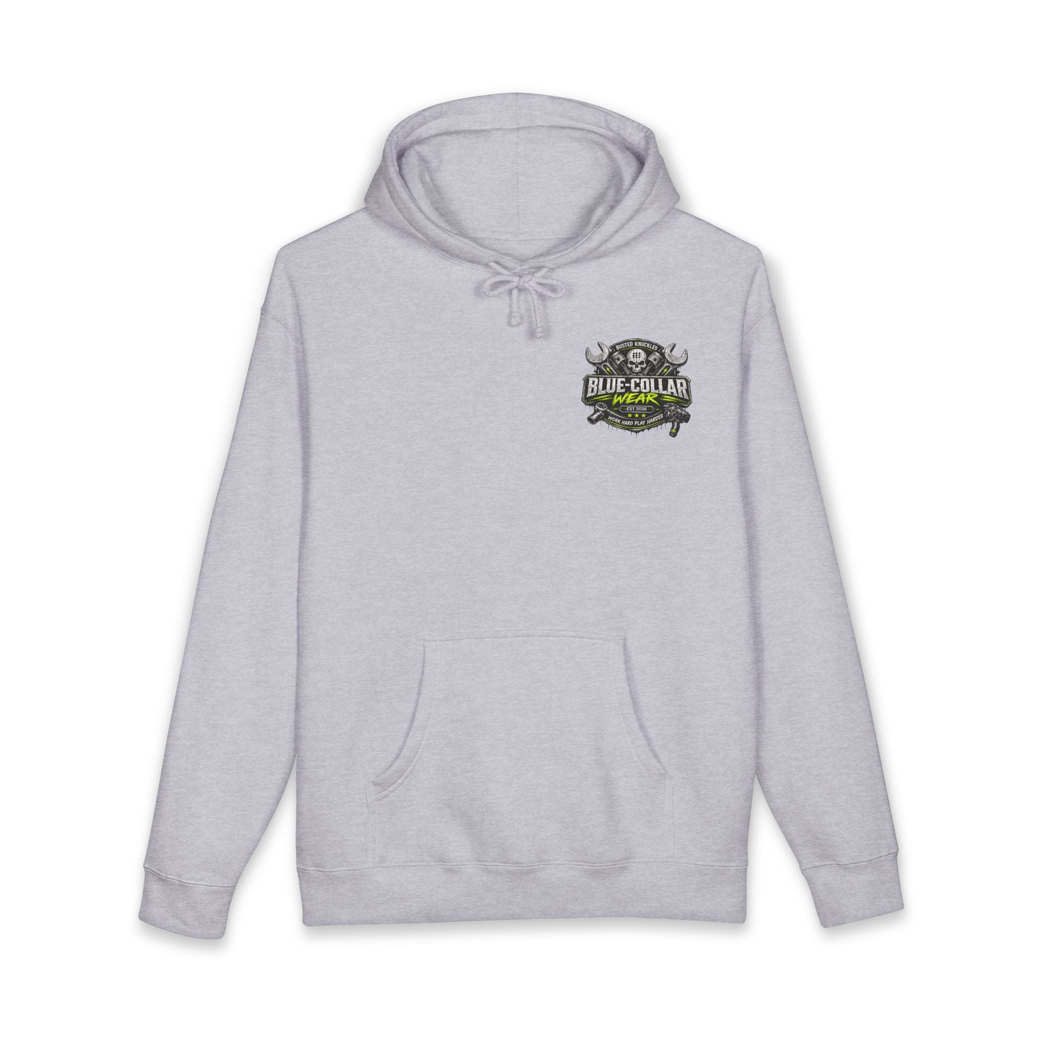 Blue-Collar Wear Hoodie Mechanic — "Blue-Collar Wear" Skull & Wrench Workwear Pullover