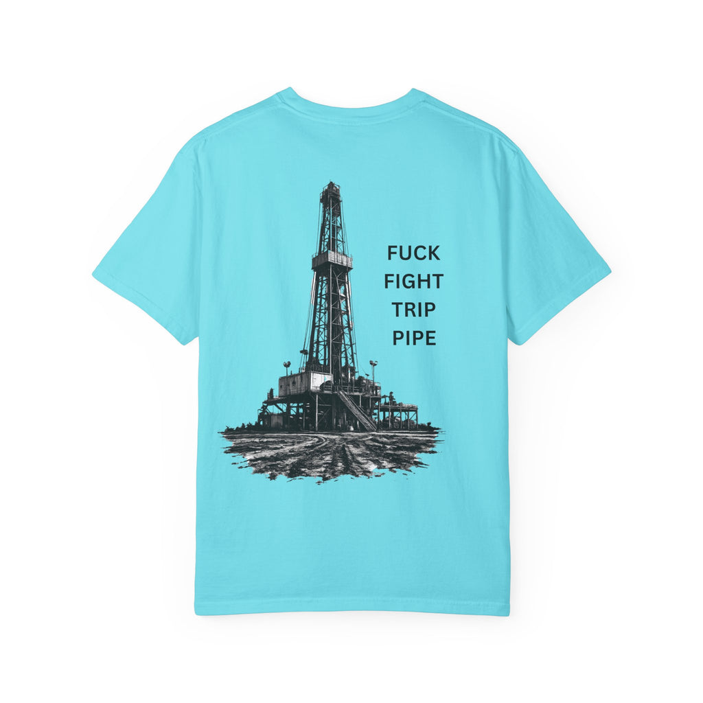 Oil Rig Illustration T-shirt | Fuck Fight Trip Pipe