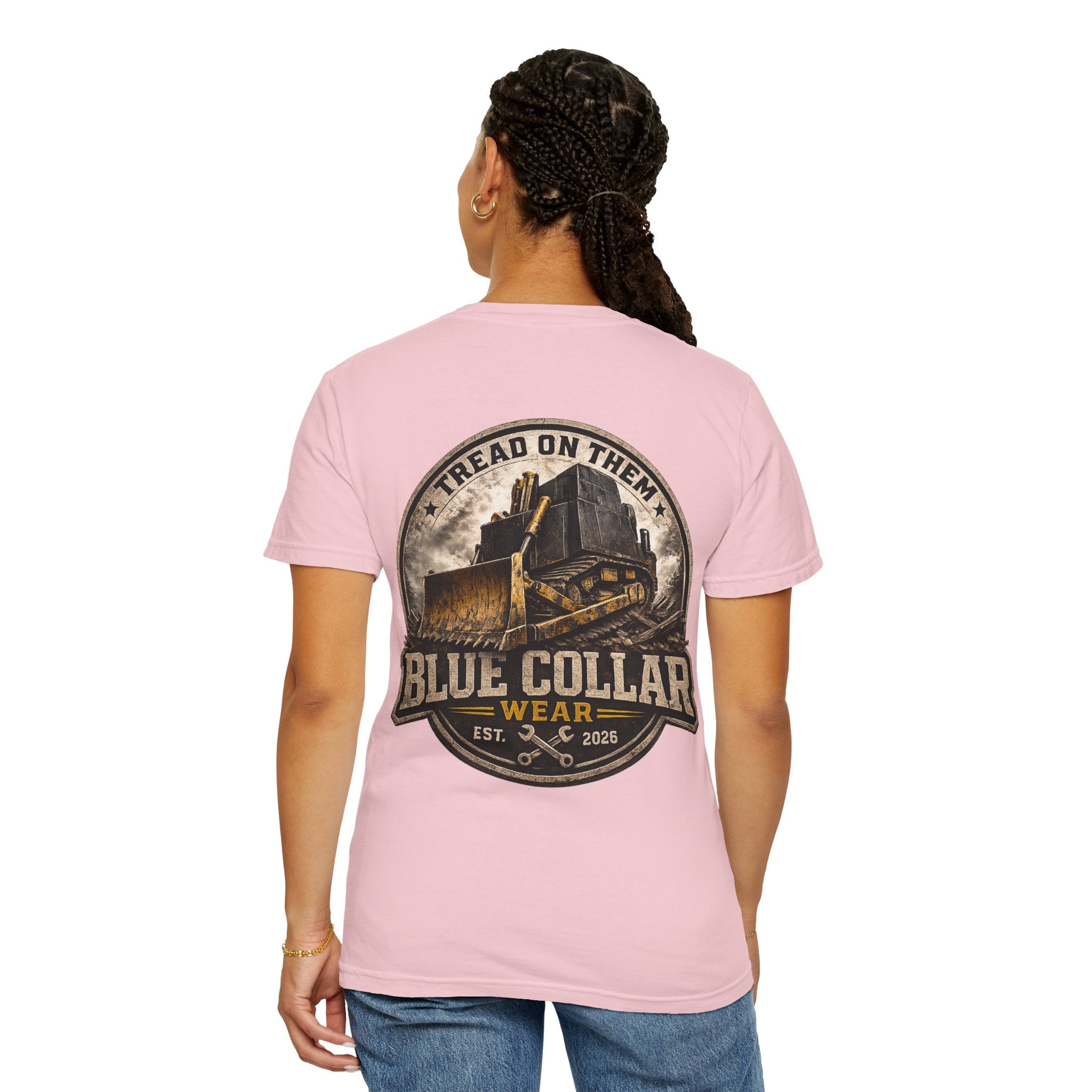 Blue Collar T-Shirt — "Tread On Them" Bulldozer Workwear Tee