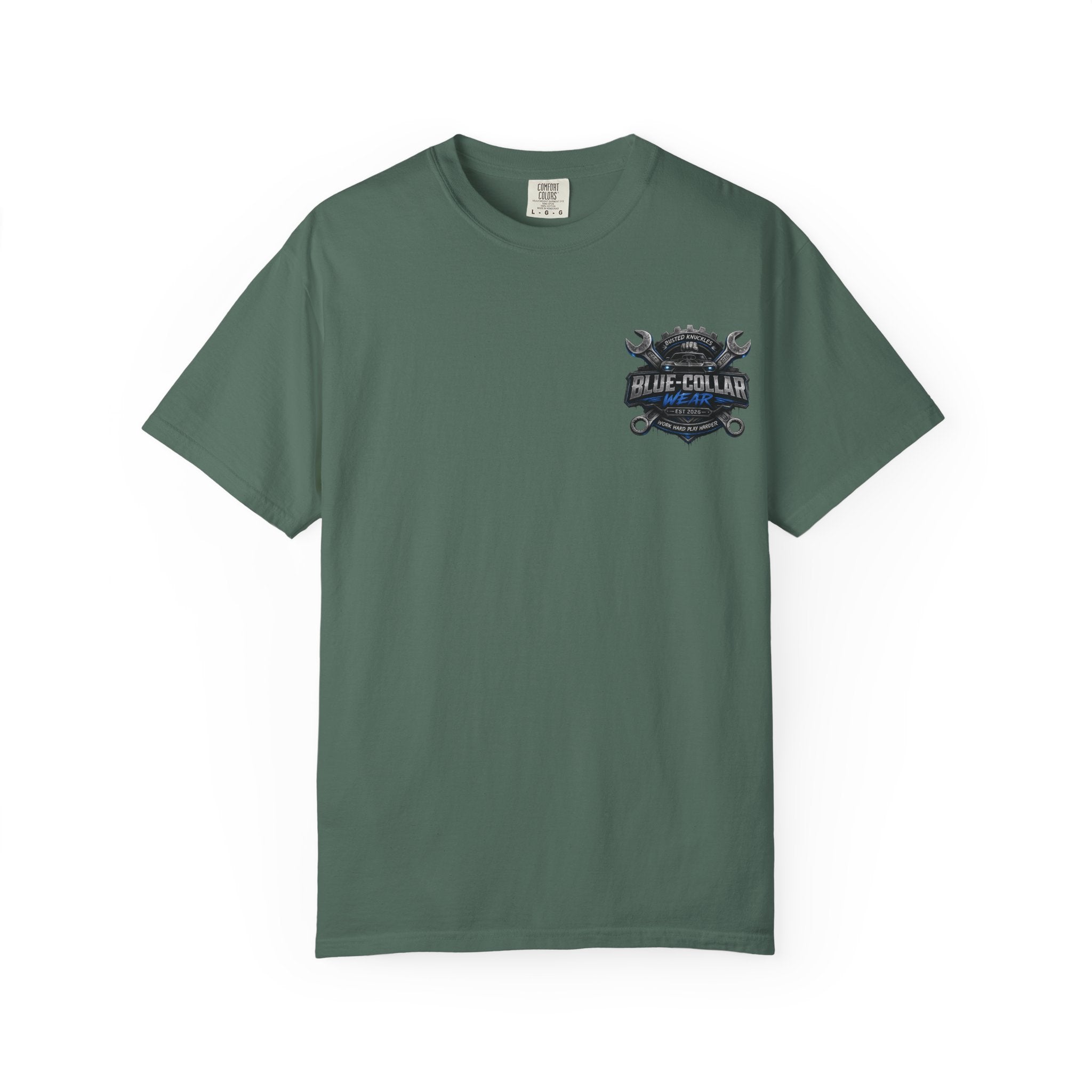 Blue-Collar Wear T-Shirt Mechanic — Busted Knuckles Mechanics Graphic Tee