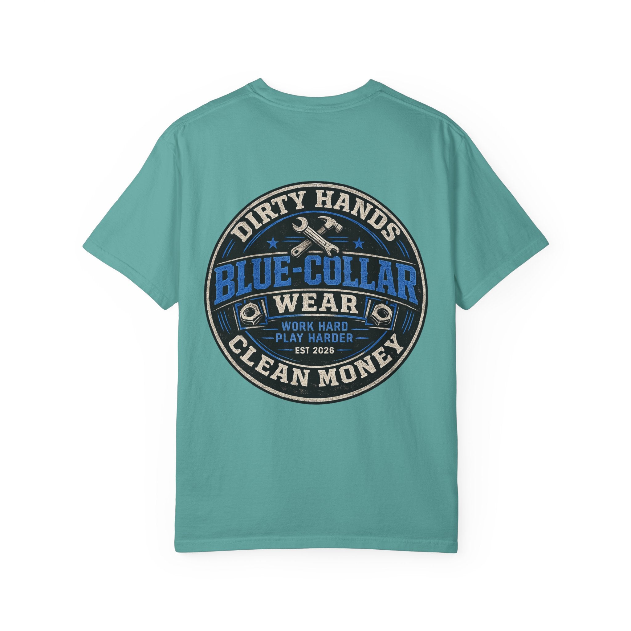 Blue-Collar T-Shirt — "Dirty Hands, Clean Money" Workwear Graphic Tee
