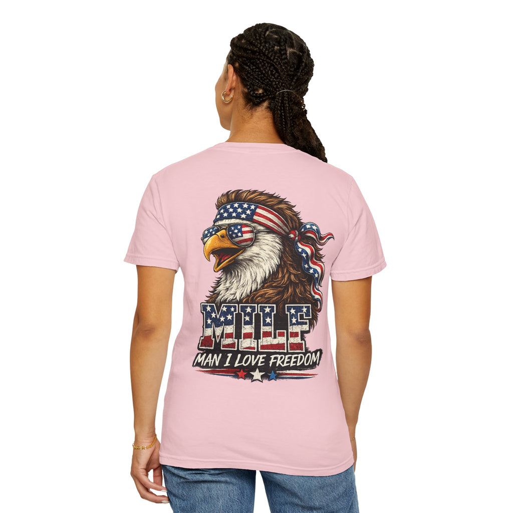 T-Shirt — 'MILE Man I Love Freedom' Patriotic Eagle Graphic