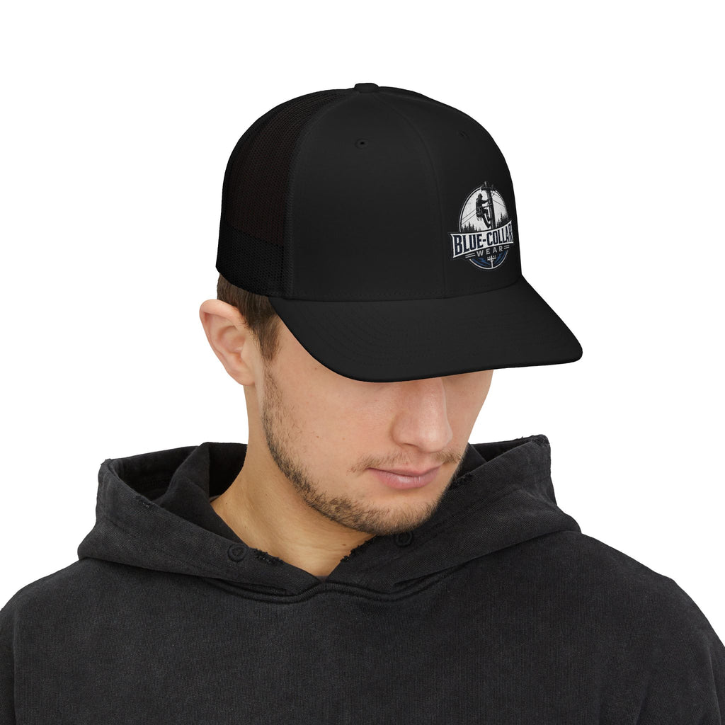 Blue-Collar Trucker Cap – Embroidered Workwear Snapback