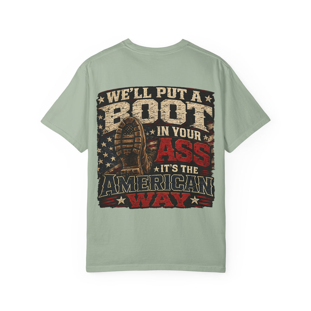 American Boot In Your Ass T-Shirt — 'Blue Collar' Patriotic Workwear Tee