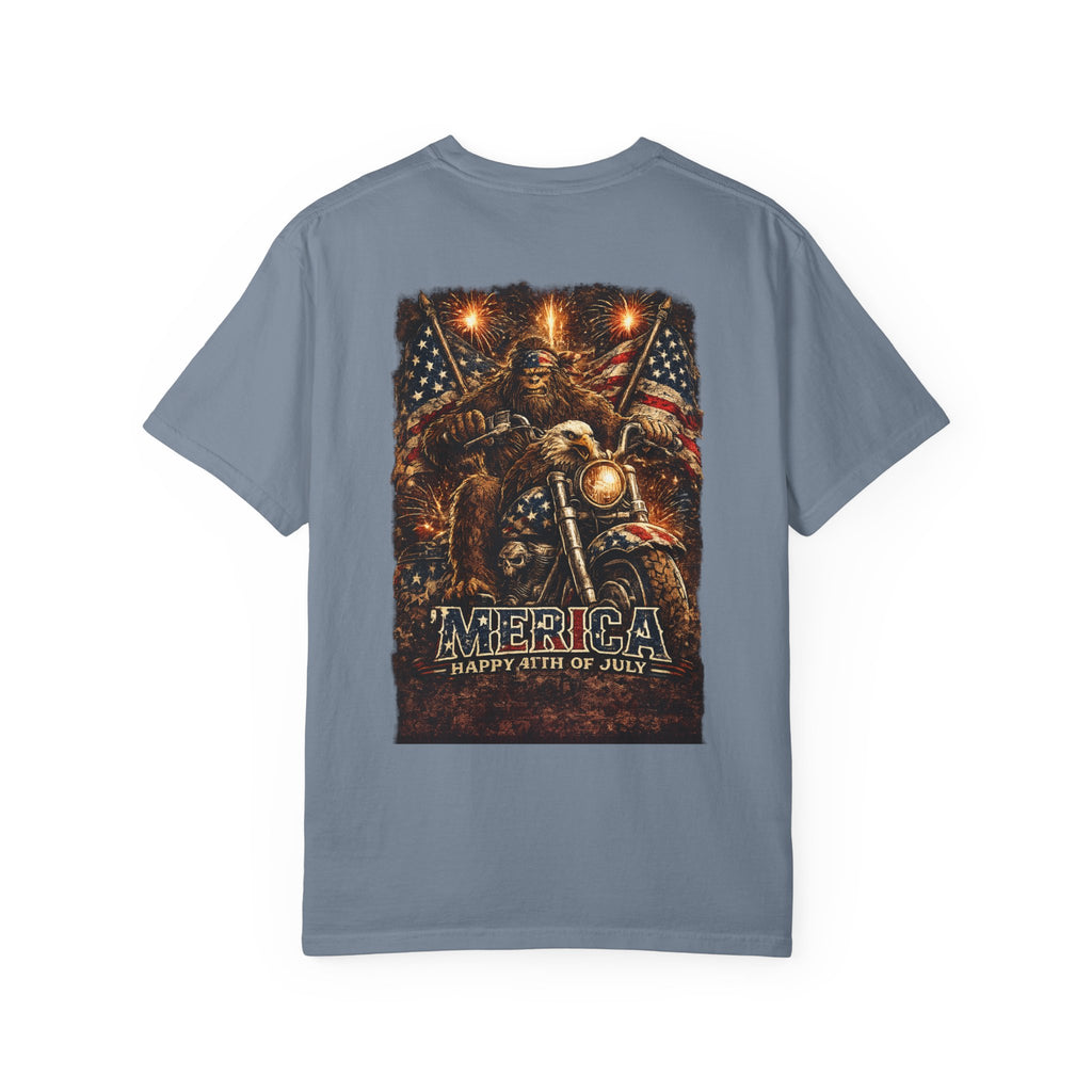 'Merica Motorcycle Eagle T-Shirt — Blue Collar 4th of July Graphic Tee