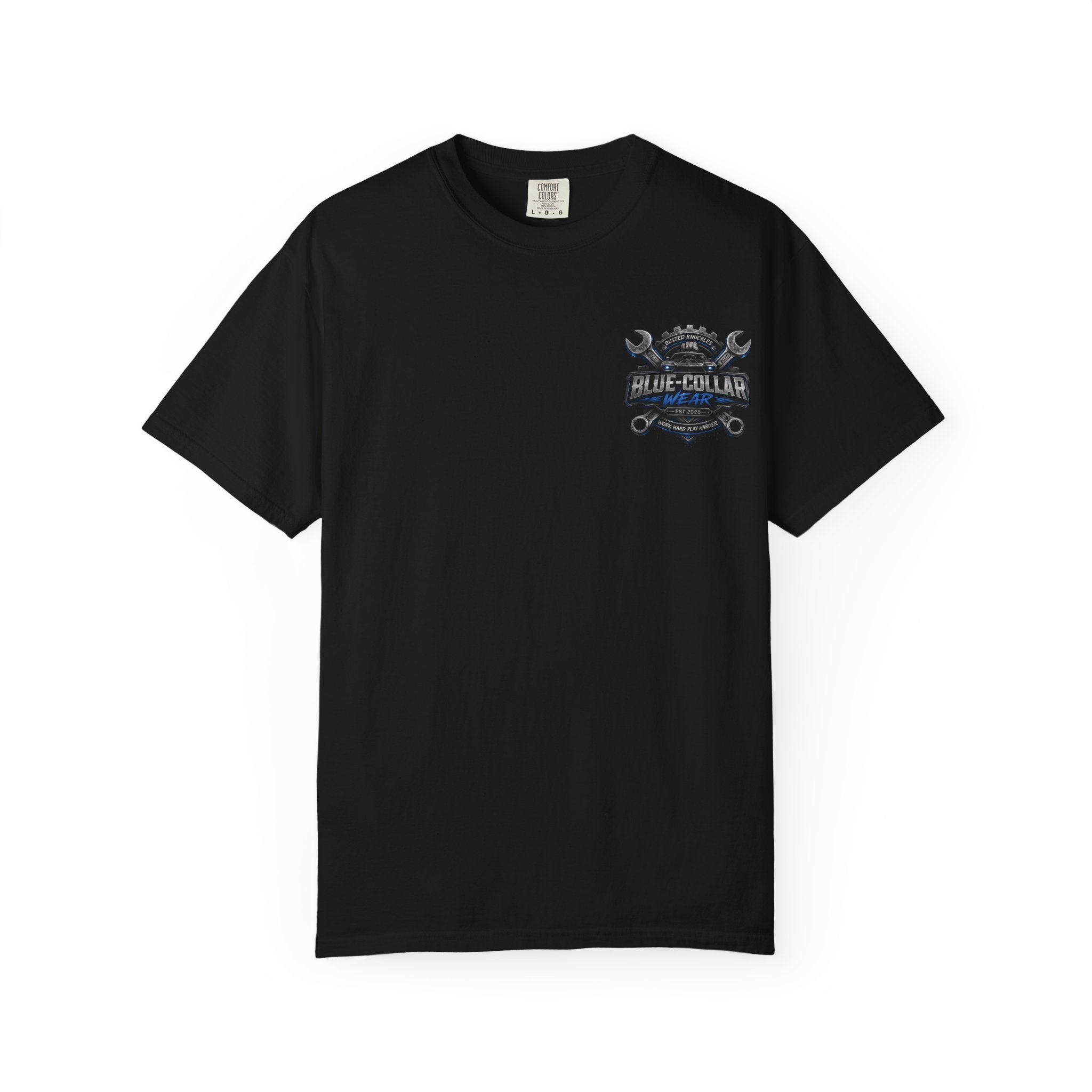 Blue-Collar Wear T-Shirt Mechanic — Busted Knuckles Mechanics Graphic Tee