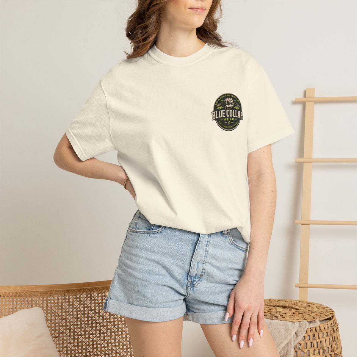 Blue Collar Wear T‑Shirt — Workwear Graphic Tee (“Blue Collar” Fist Logo)