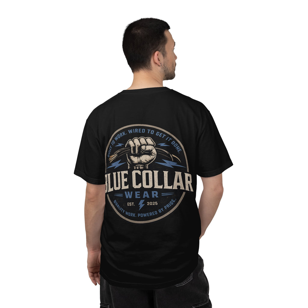 Blue Collar T-Shirt — Retro Workwear Fist Logo