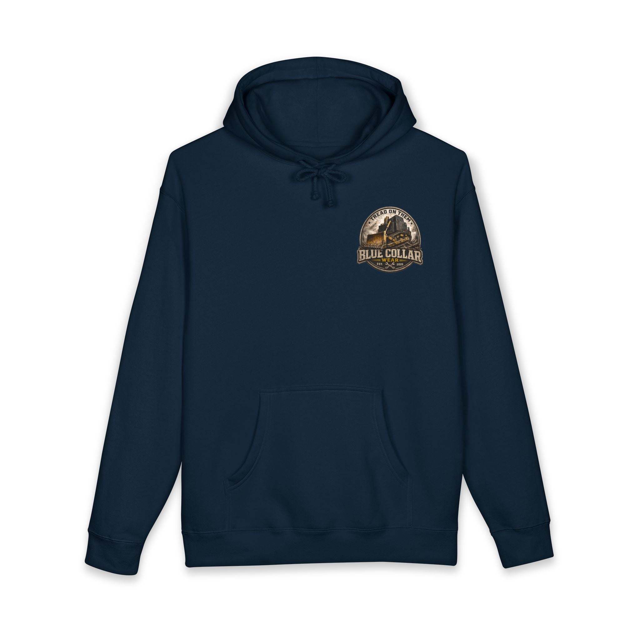 Blue Collar Hoodie — Vintage Workwear 'Tread On Them' Heavyweight Hooded Sweatshirt