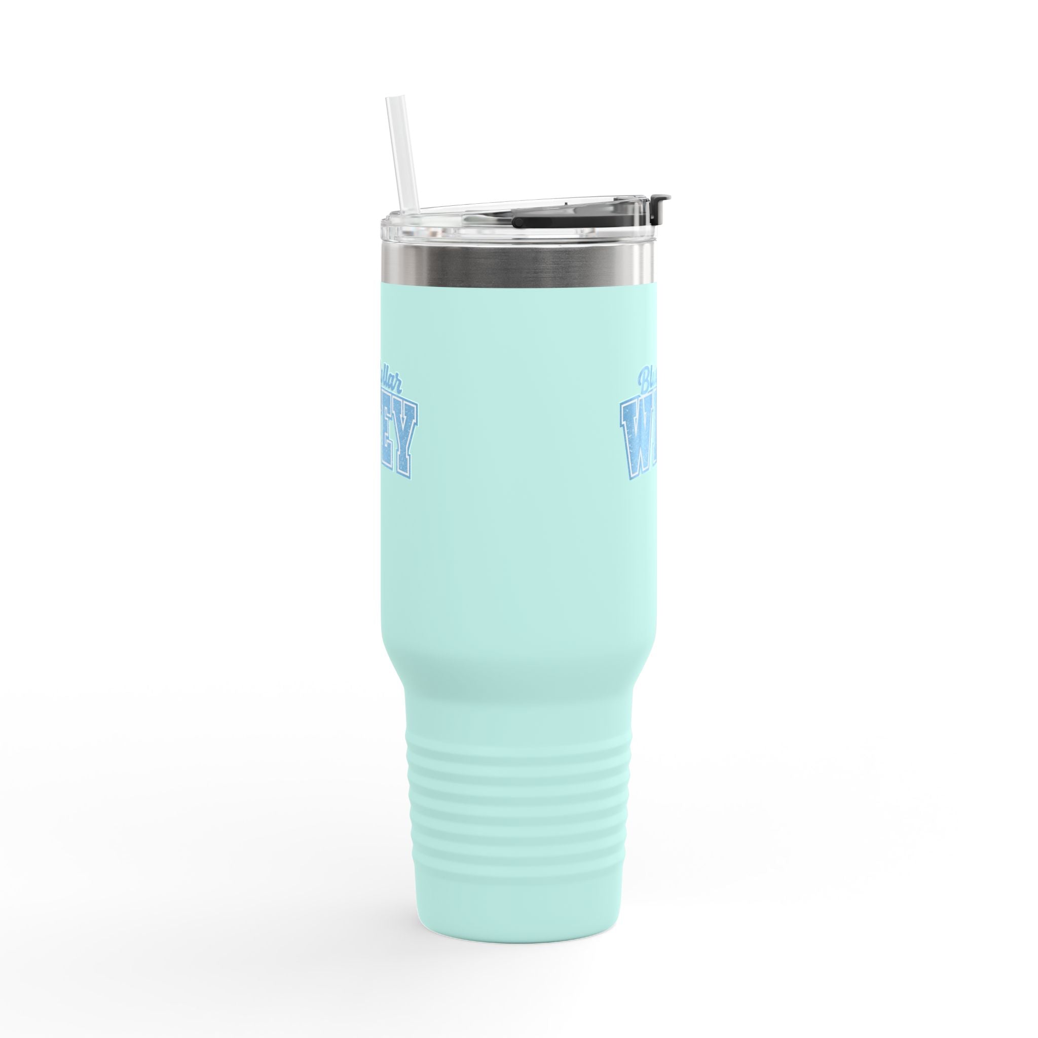 40oz Insulated Travel Mug — "Blue Collar Wifey" Rustic Workwife Coffee Tumbler