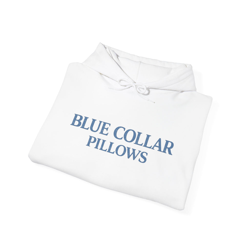 Blue Collar Pillows Hoodie — Minimalist Workwear-Inspired Pullover