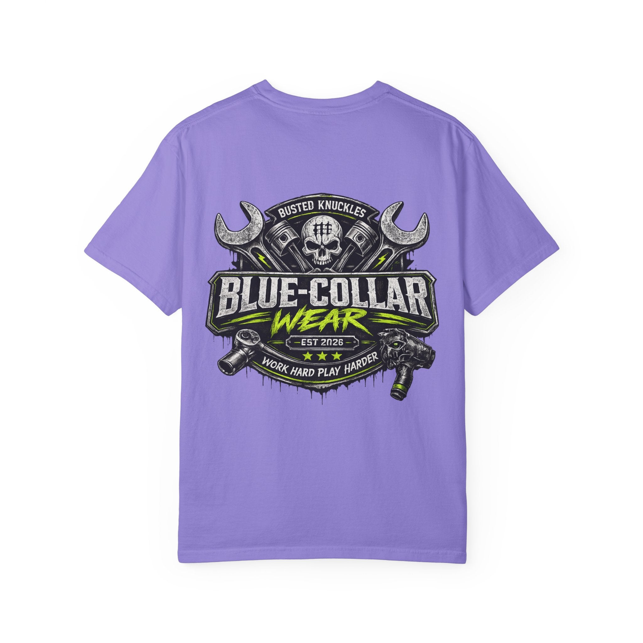 Blue-Collar Wear T-Shirt Mechanic – 'Work Hard Play Harder' Vintage Mechanics Tee