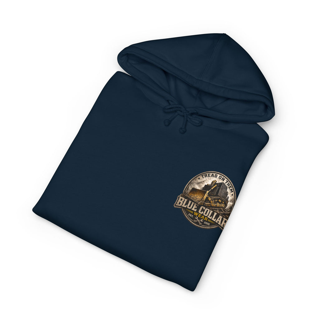 Blue Collar Hoodie — Vintage Workwear 'Tread On Them' Heavyweight Hooded Sweatshirt