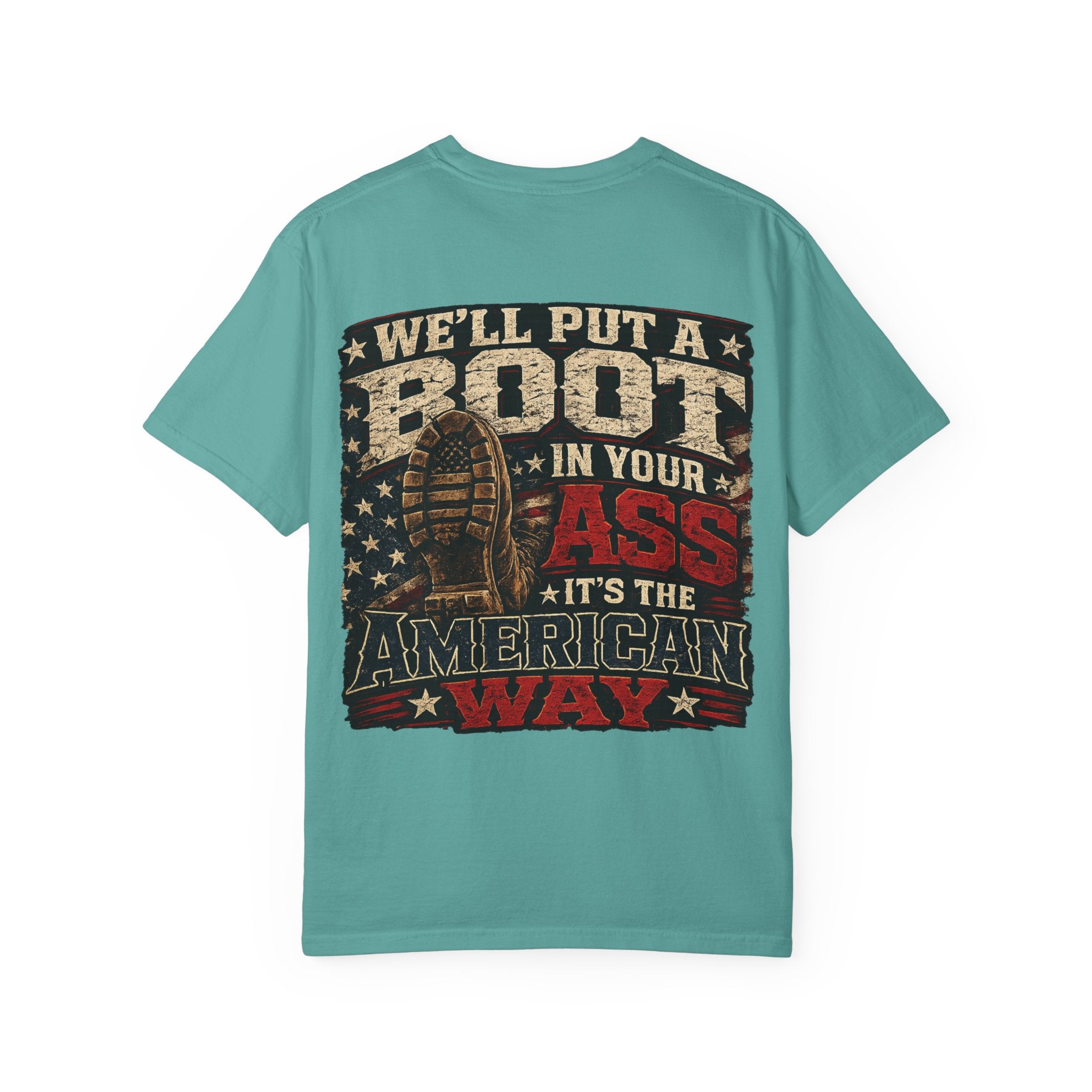 American Boot In Your Ass T-Shirt — 'Blue Collar' Patriotic Workwear Tee