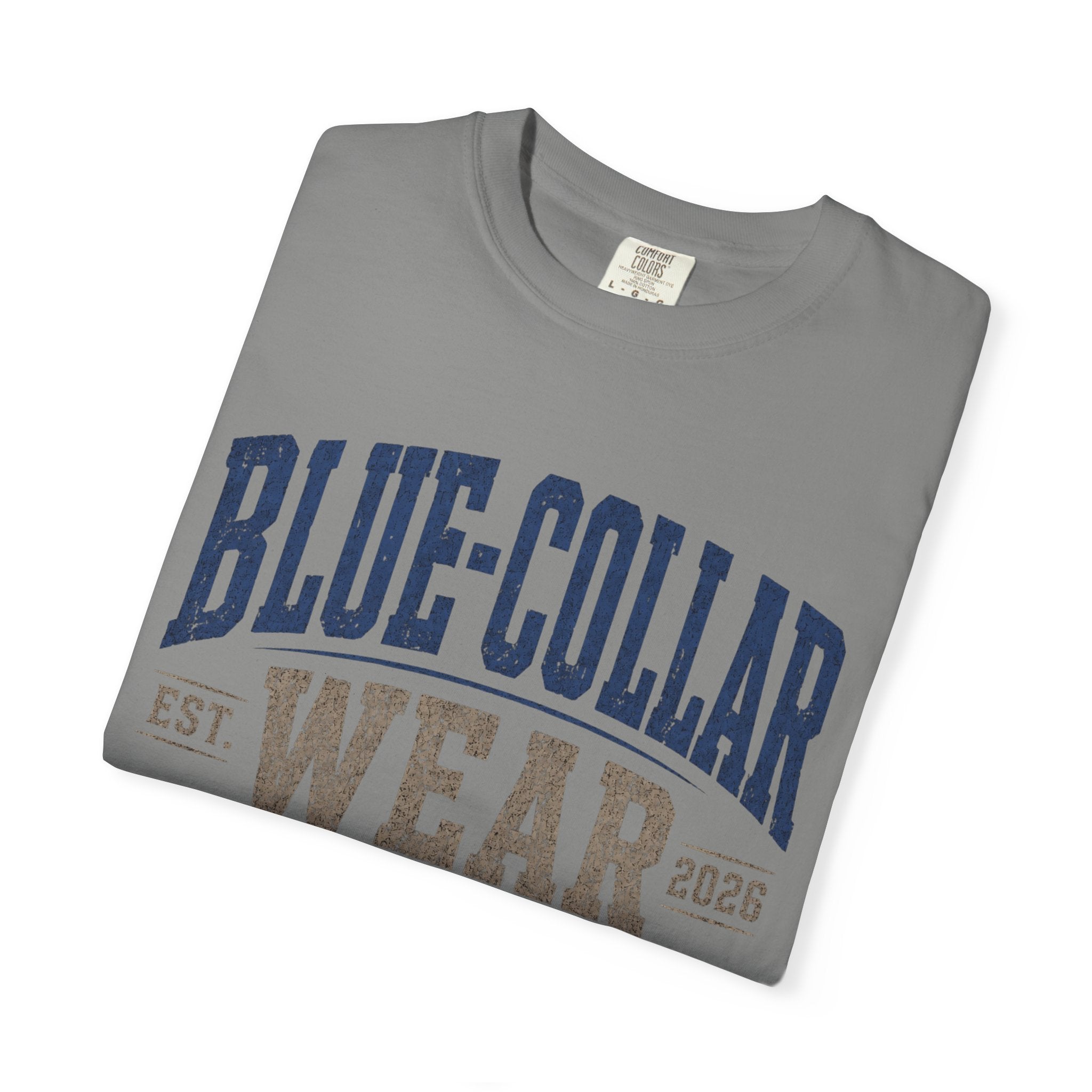 Blue-Collar Wear T-Shirt — "Work Hard • Play Harder" Retro Workwear Tee