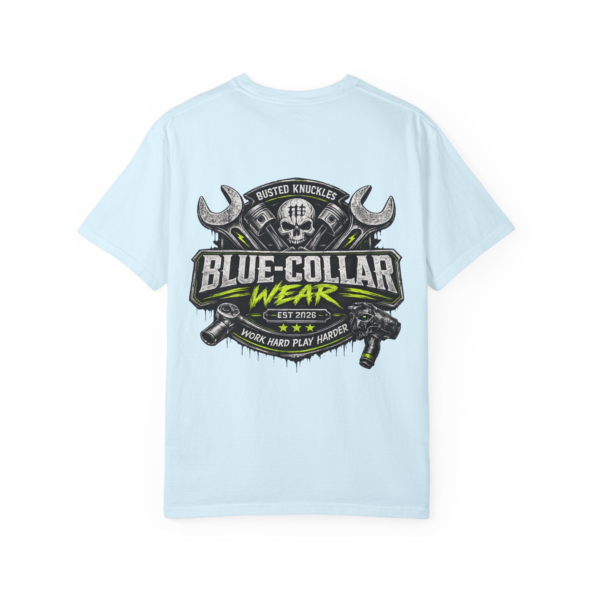 Blue-Collar Wear T-Shirt Mechanic – 'Work Hard Play Harder' Vintage Mechanics Tee
