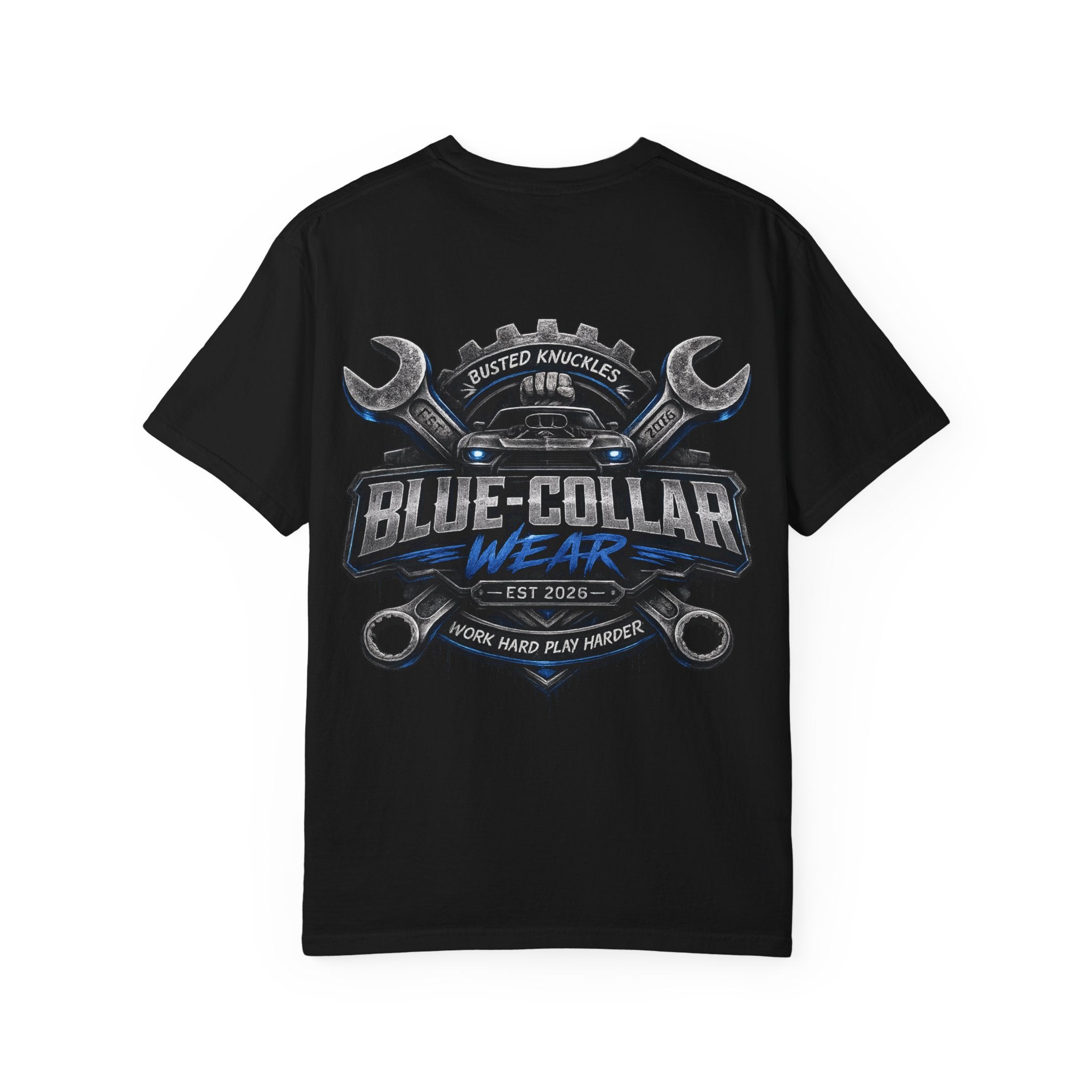 Blue-Collar Wear T-Shirt Mechanic — Busted Knuckles Mechanics Graphic Tee