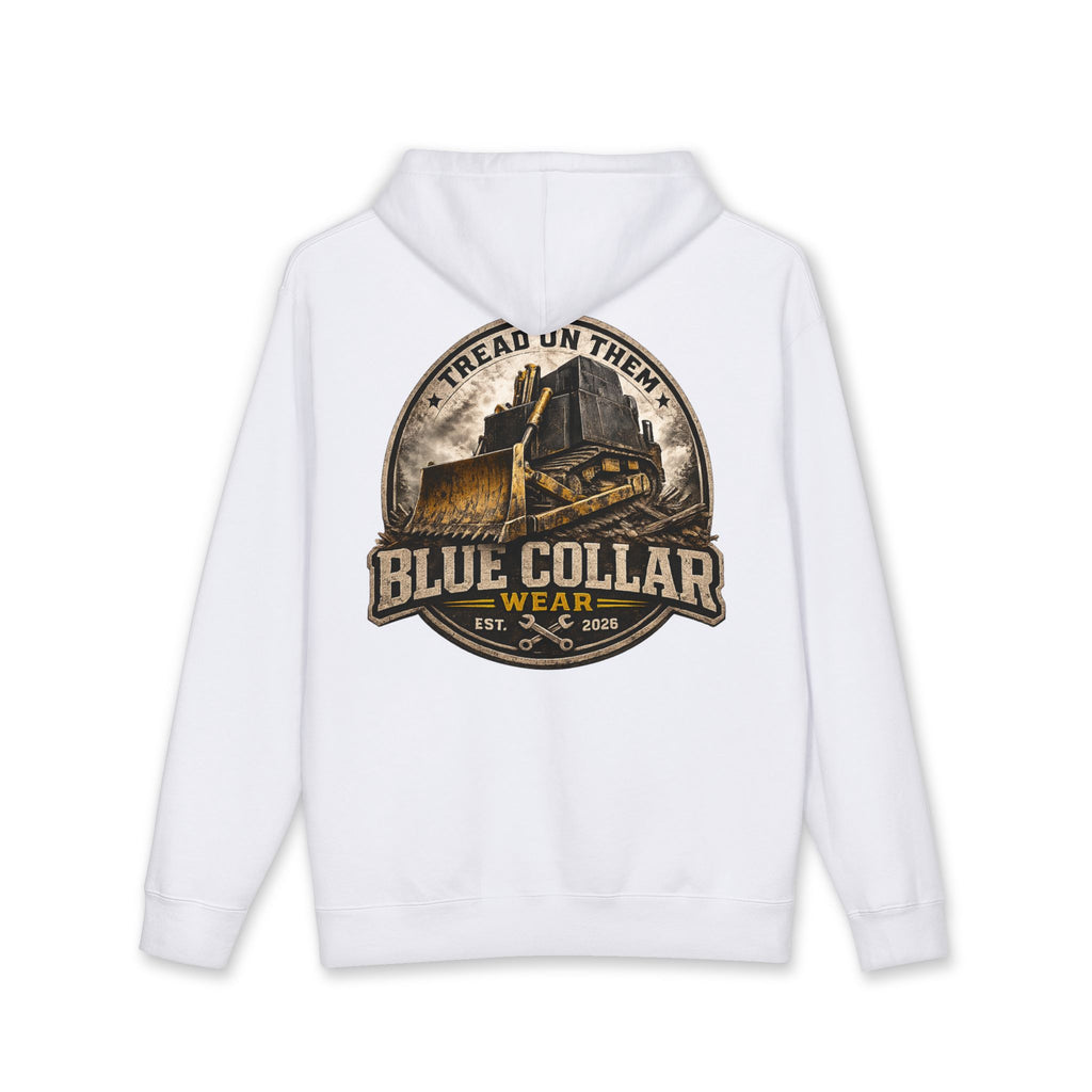Blue Collar Hoodie — Vintage Workwear 'Tread On Them' Heavyweight Hooded Sweatshirt