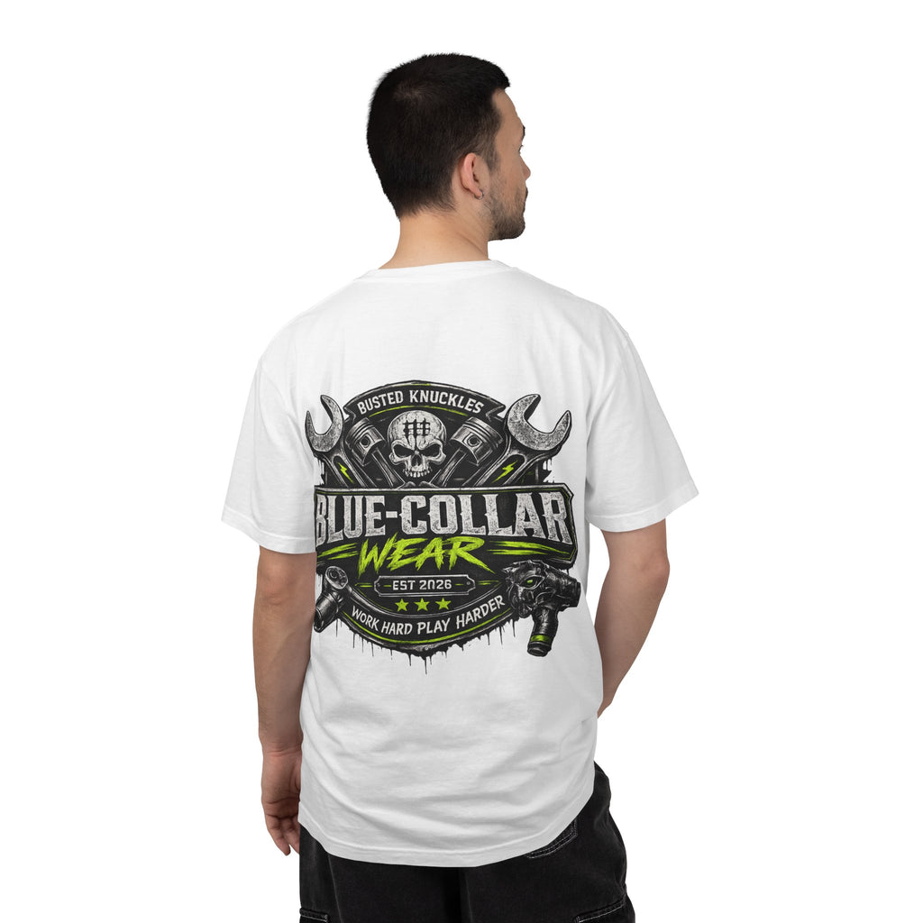 Blue-Collar Wear T-Shirt Mechanic — "Busted Knuckles" Workwear Graphic
