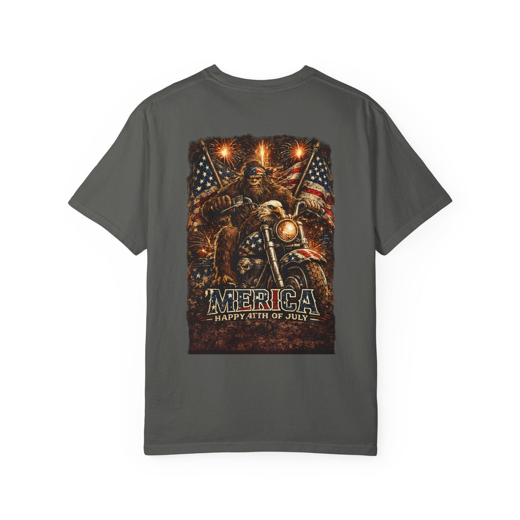 'Merica Motorcycle Eagle T-Shirt — Blue Collar 4th of July Graphic Tee