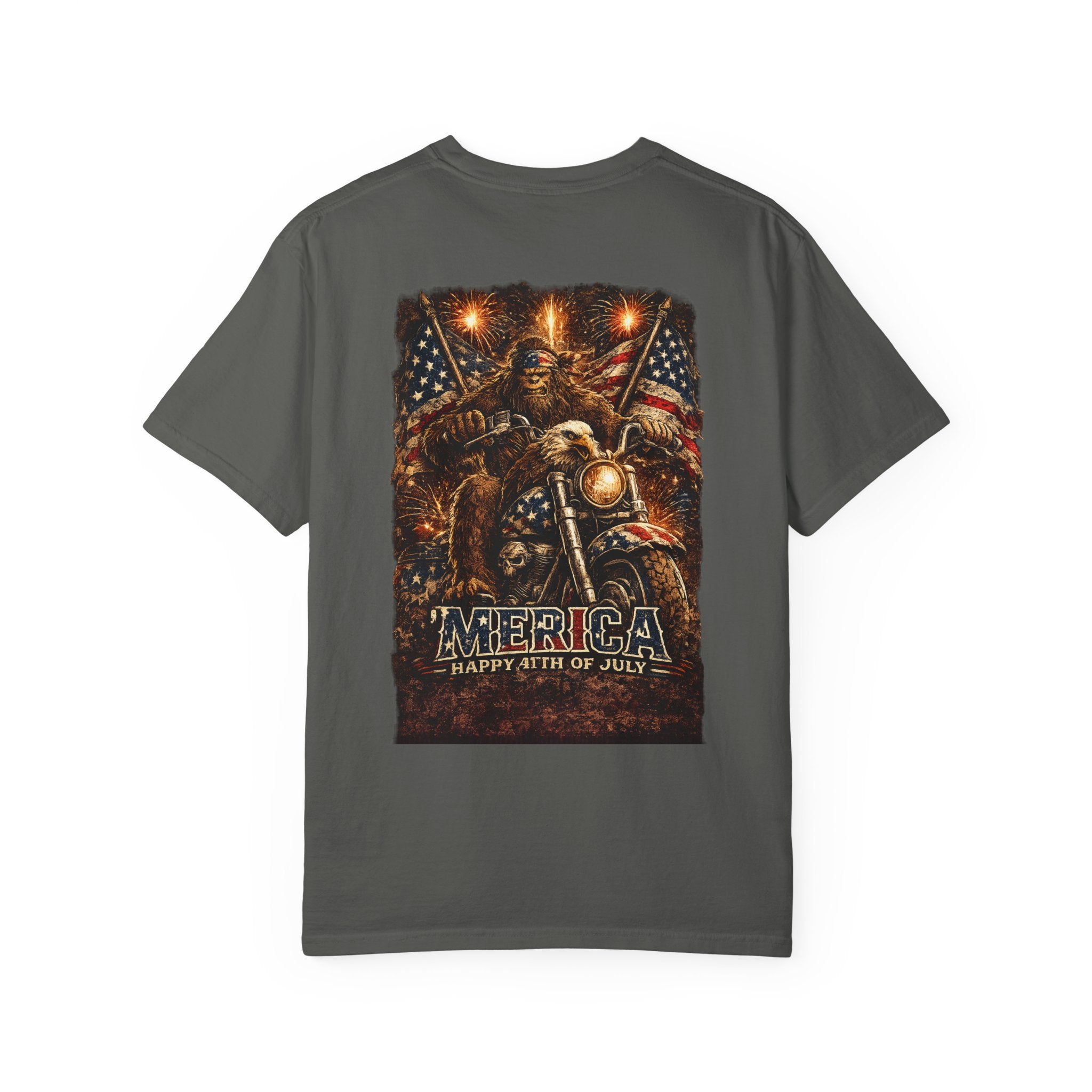 'Merica Motorcycle Eagle T-Shirt — Blue Collar 4th of July Graphic Tee