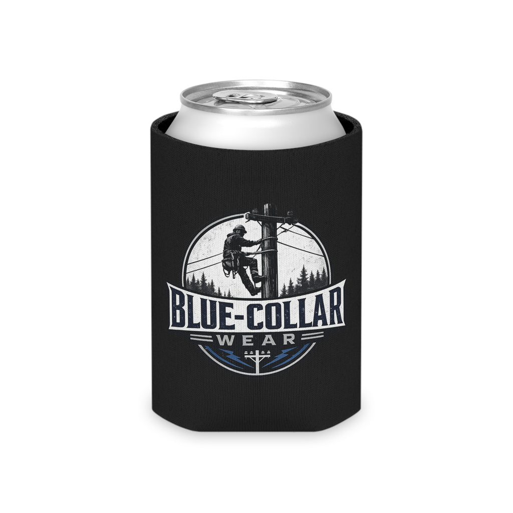 Blue-Collar Wear Can Cooler – Red Insulated Beer Koozie with Lineman Logo