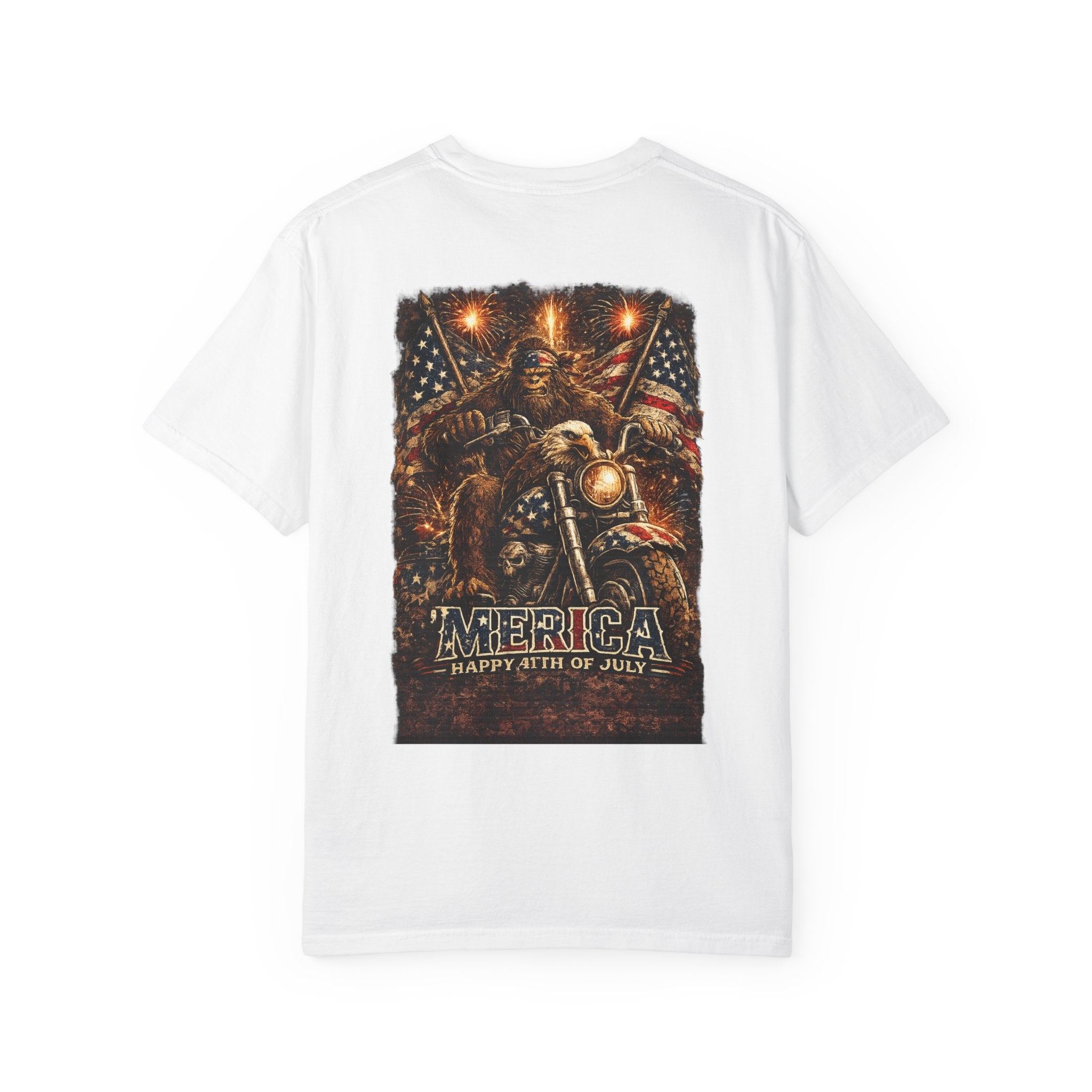 'Merica Motorcycle Eagle T-Shirt — Blue Collar 4th of July Graphic Tee