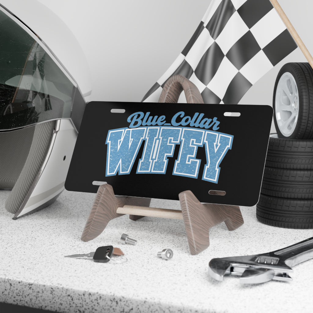 Blue Collar Wifey Vanity Plate — Funny Truck License Plate for Wives