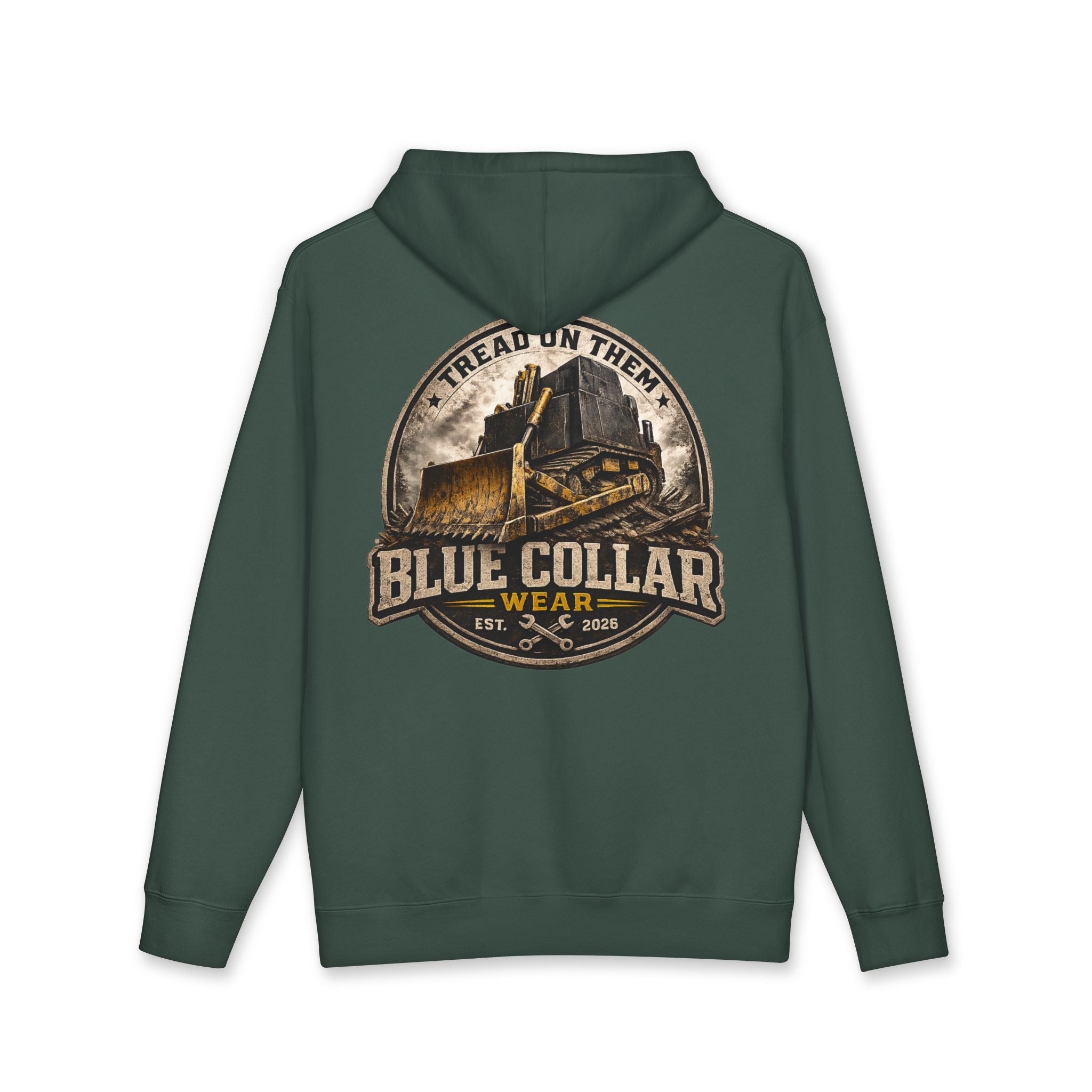 Blue Collar Hoodie — Vintage Workwear 'Tread On Them' Heavyweight Hooded Sweatshirt