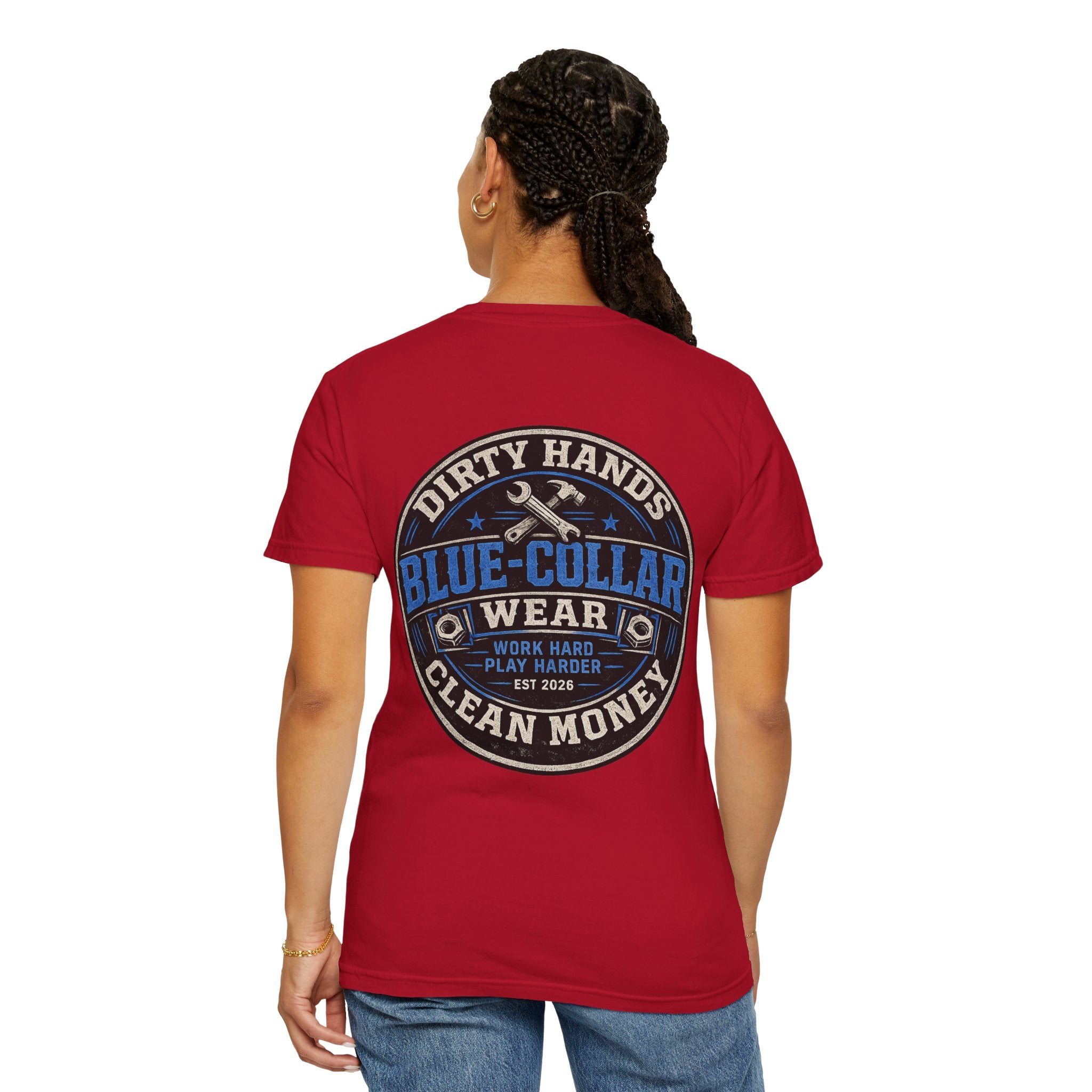 Blue-Collar T-Shirt — "Dirty Hands, Clean Money" Workwear Graphic Tee