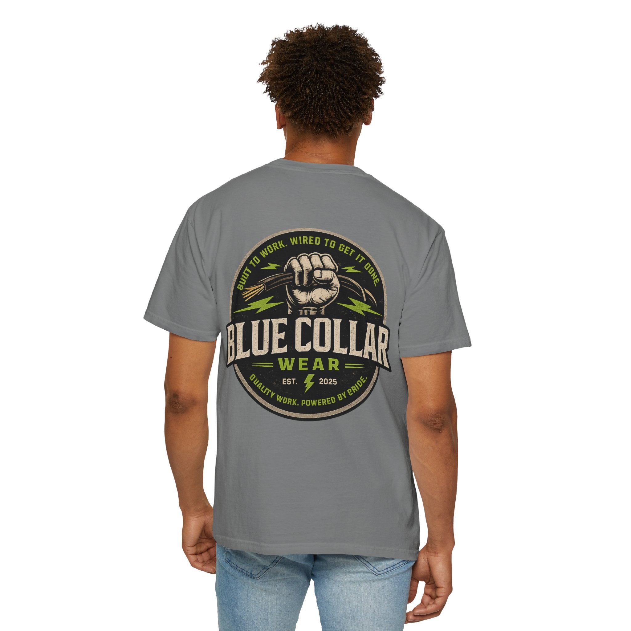 Blue Collar Wear T‑Shirt — Workwear Graphic Tee (“Blue Collar” Fist Logo)