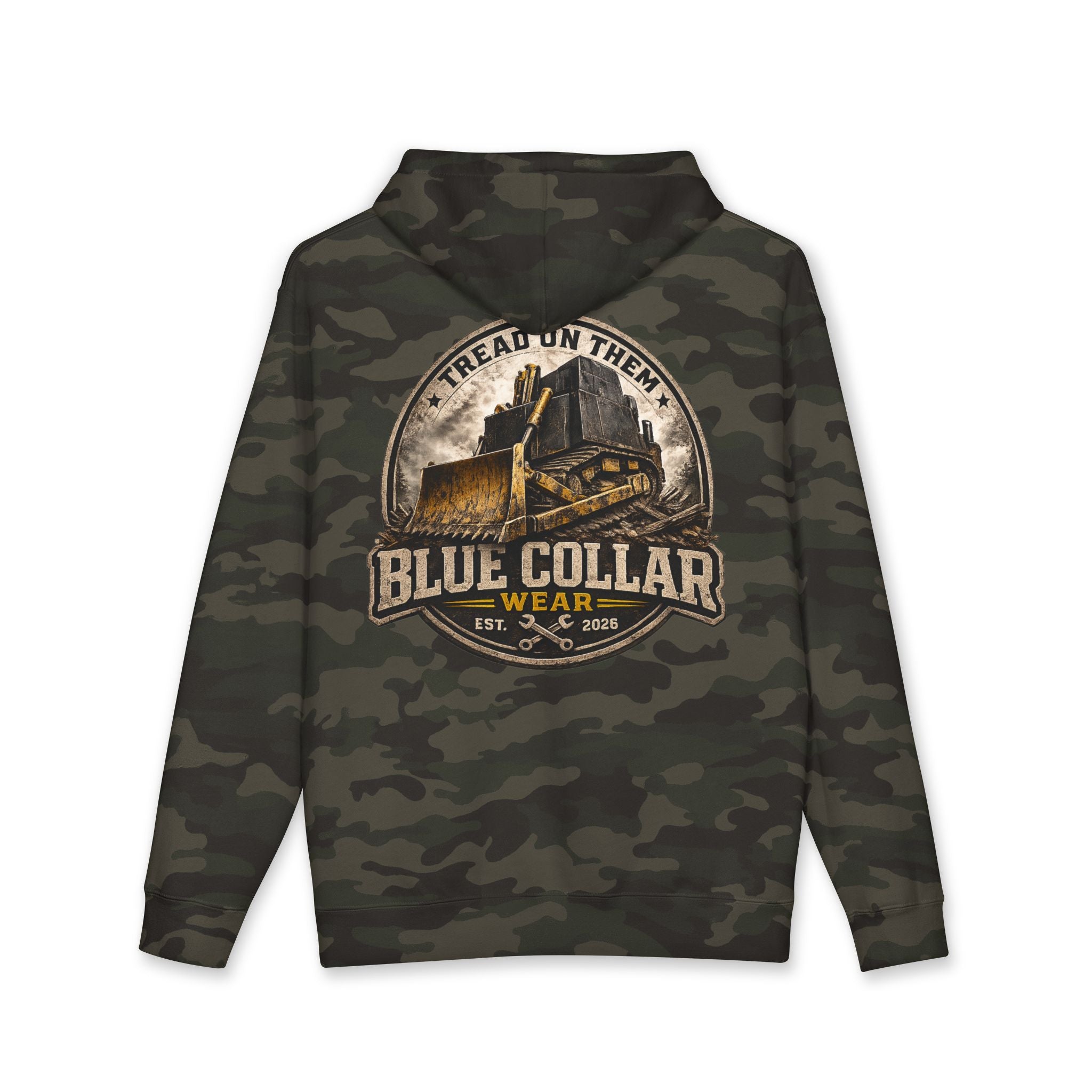 Blue Collar Hoodie — Vintage Workwear 'Tread On Them' Heavyweight Hooded Sweatshirt