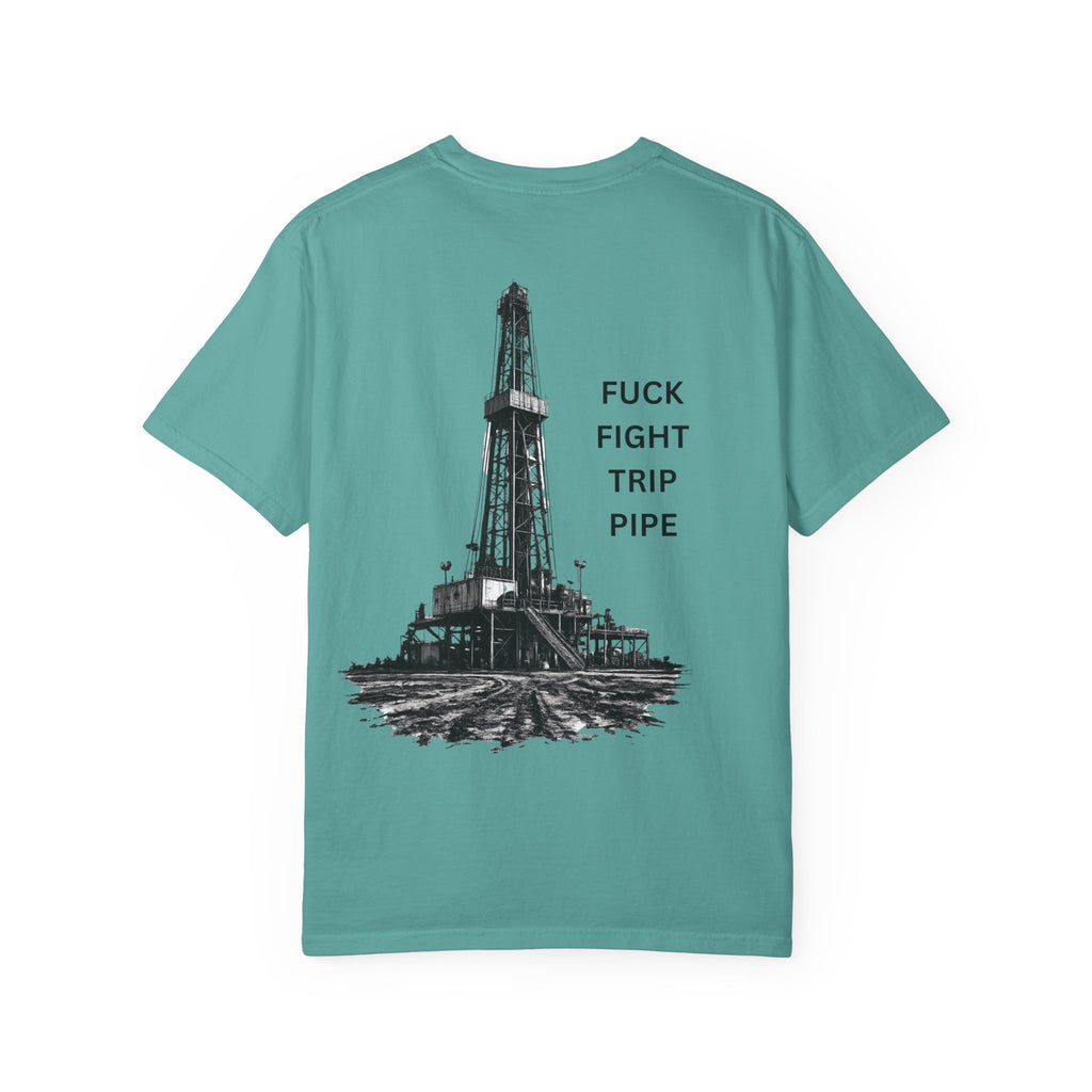 Oil Rig Illustration T-shirt | Fuck Fight Trip Pipe
