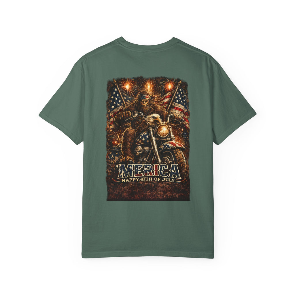 'Merica Motorcycle Eagle T-Shirt — Blue Collar 4th of July Graphic Tee