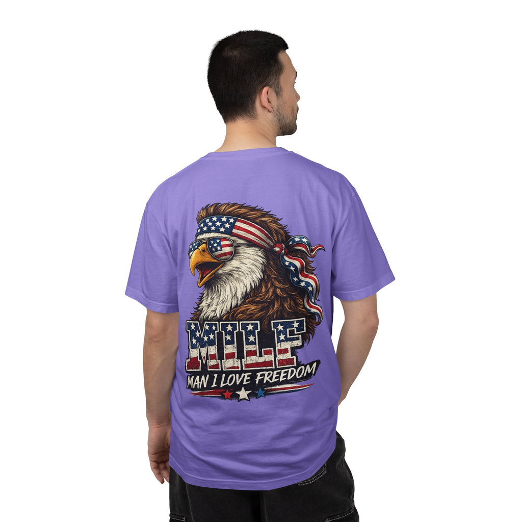 T-Shirt — 'MILE Man I Love Freedom' Patriotic Eagle Graphic