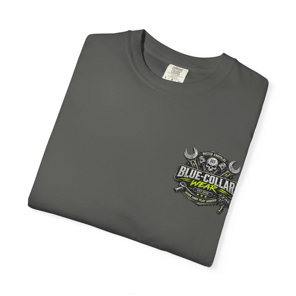 Blue-Collar Wear T-Shirt Mechanic — "Busted Knuckles" Workwear Graphic