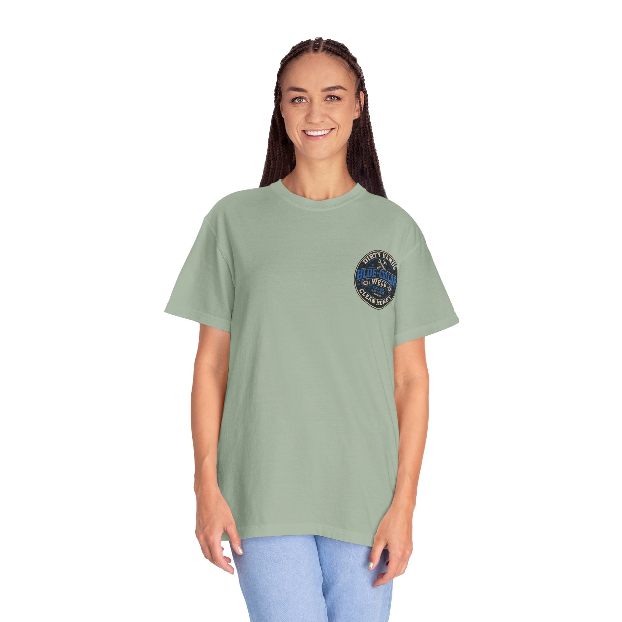 Blue-Collar T-Shirt — "Dirty Hands, Clean Money" Workwear Graphic Tee