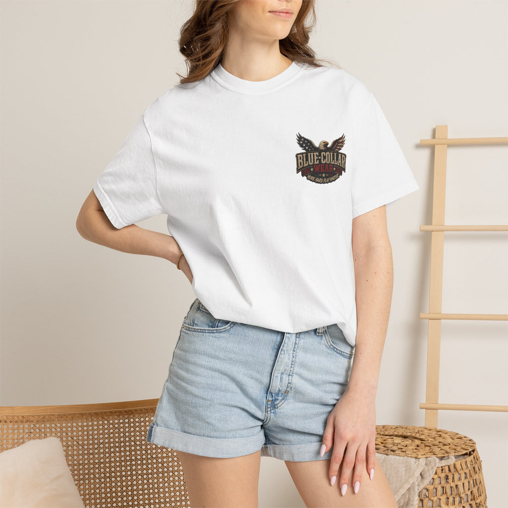 'Merica Motorcycle Eagle T-Shirt — Blue Collar 4th of July Graphic Tee