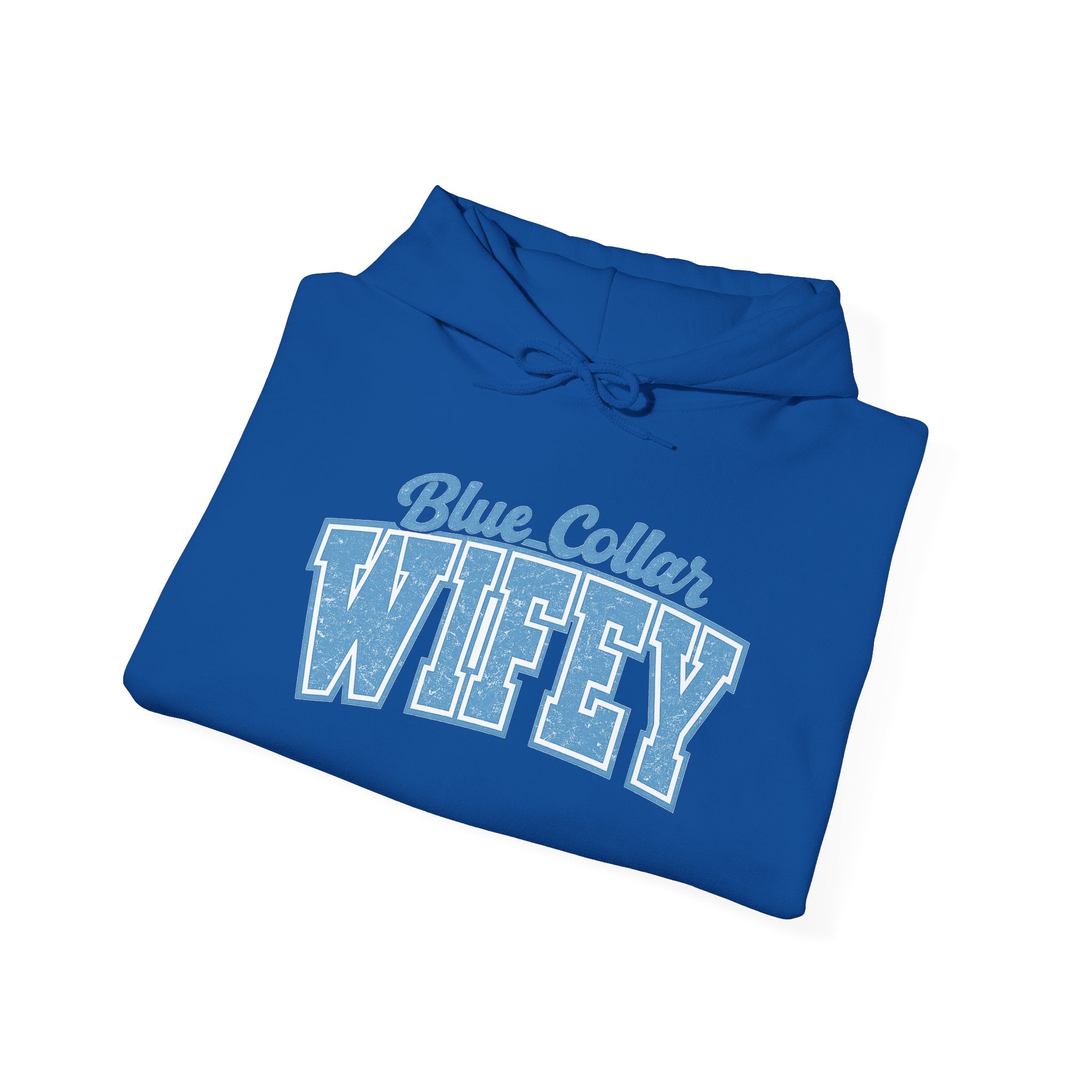 Blue Collar Wifey Hoodie – Retro Varsity Wife Sweatshirt