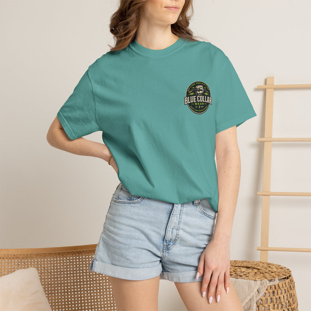 Blue Collar Wear T‑Shirt — Workwear Graphic Tee (“Blue Collar” Fist Logo)