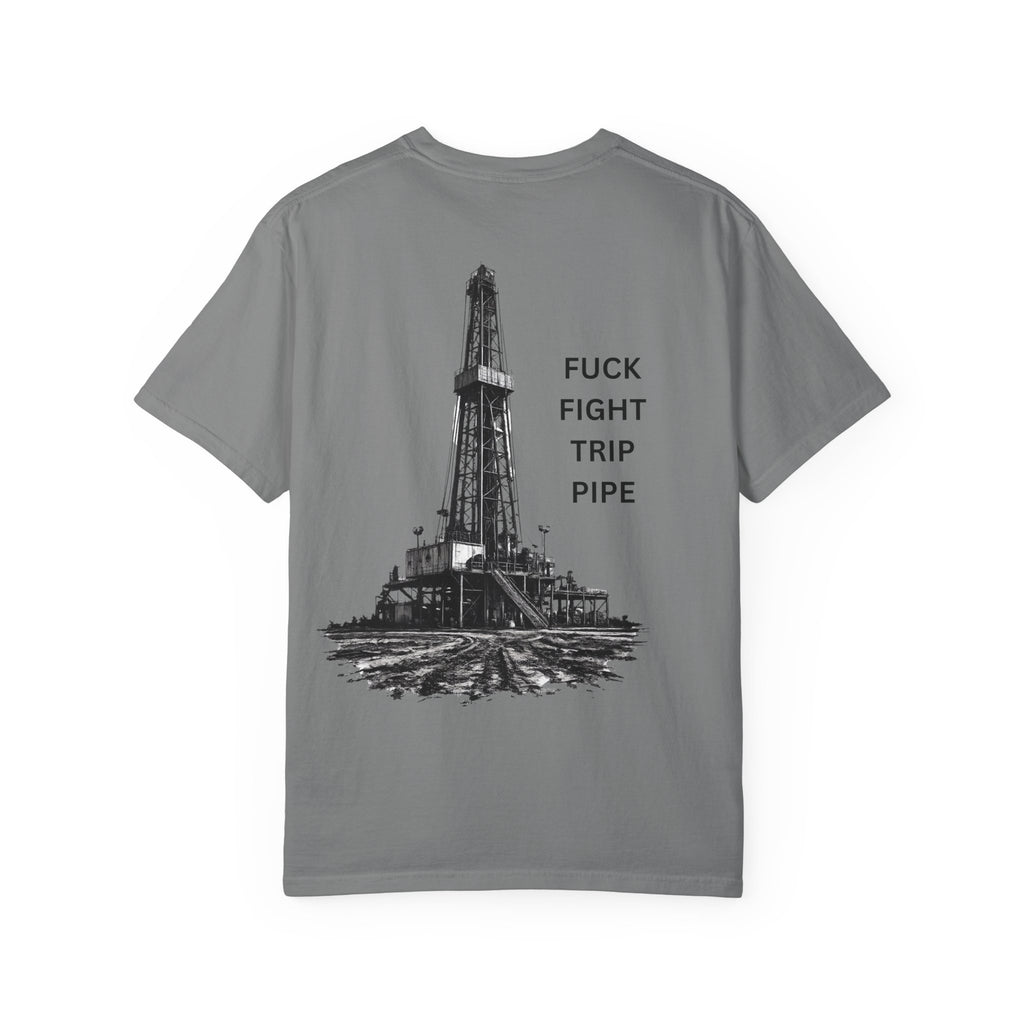 Oil Rig Illustration T-shirt | Fuck Fight Trip Pipe