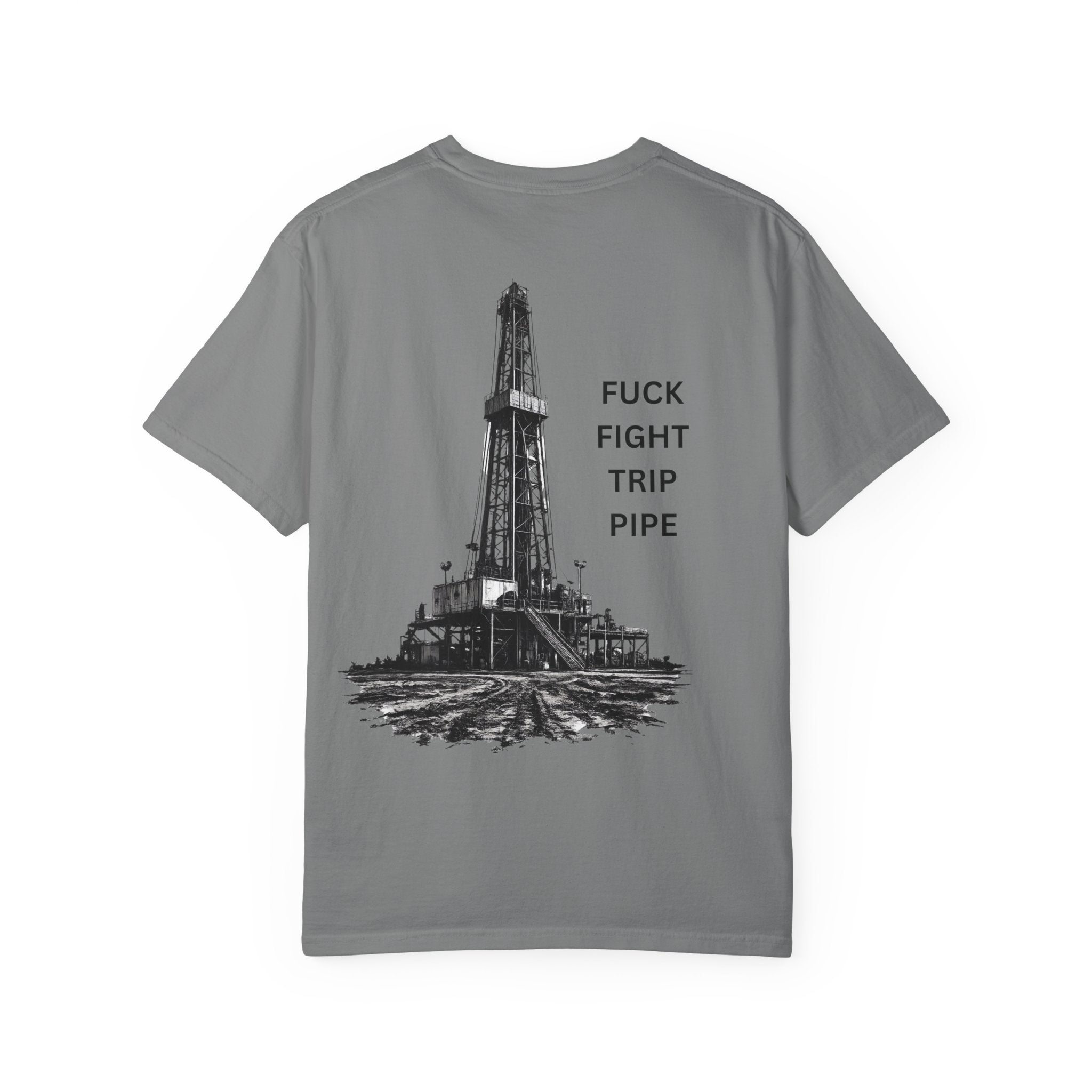 Oil Rig Illustration T-shirt | Fuck Fight Trip Pipe