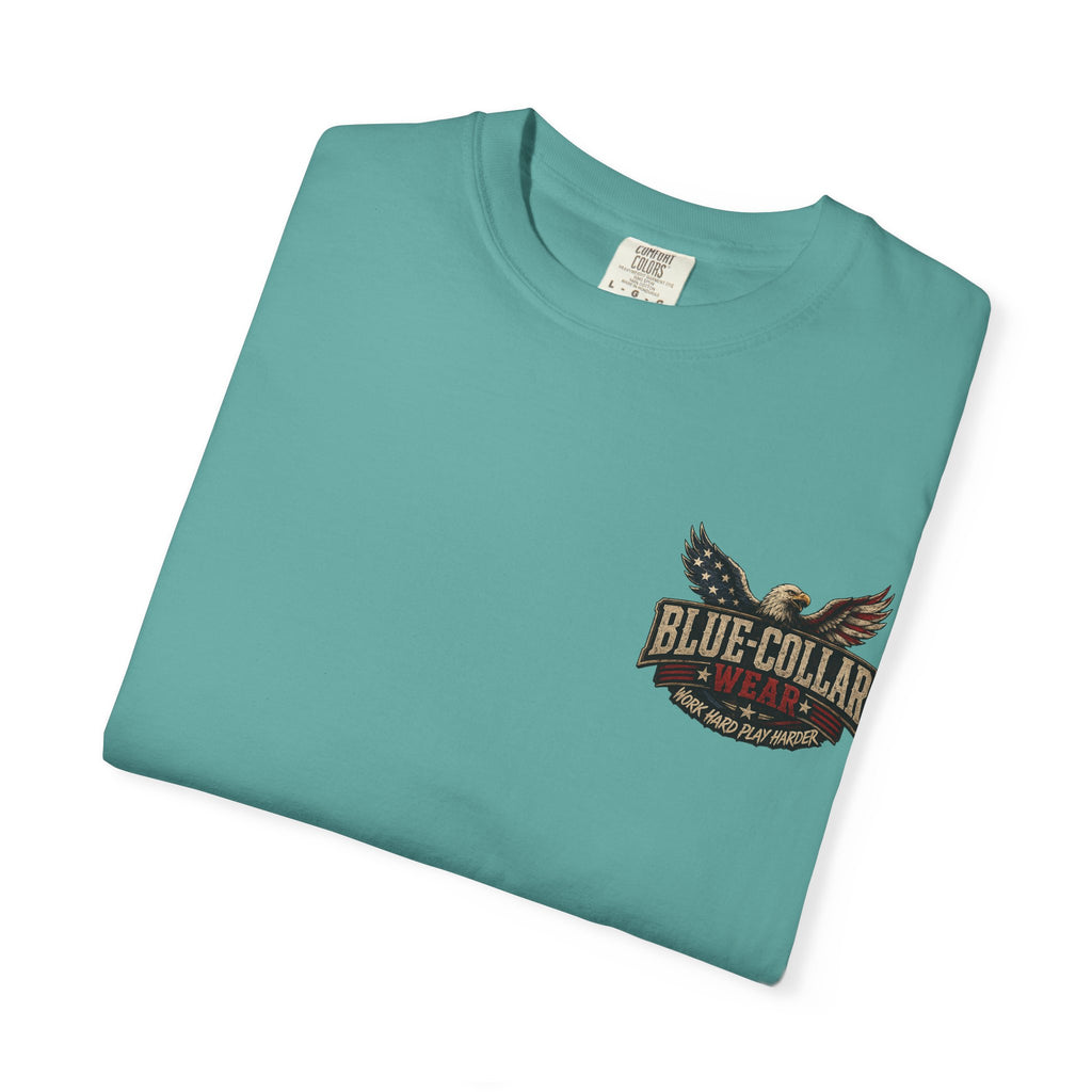 'Merica Motorcycle Eagle T-Shirt — Blue Collar 4th of July Graphic Tee