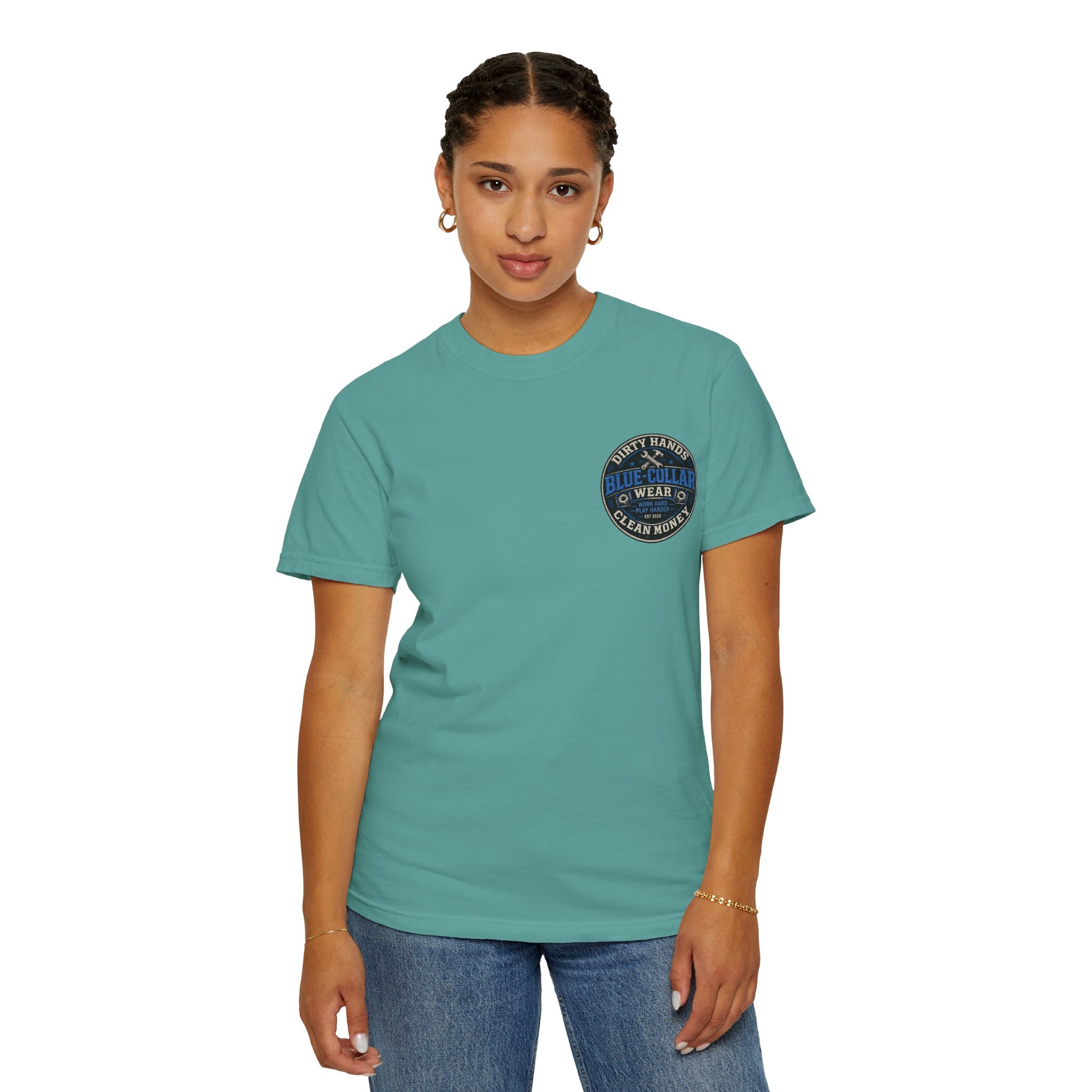 Blue-Collar T-Shirt — "Dirty Hands, Clean Money" Workwear Graphic Tee